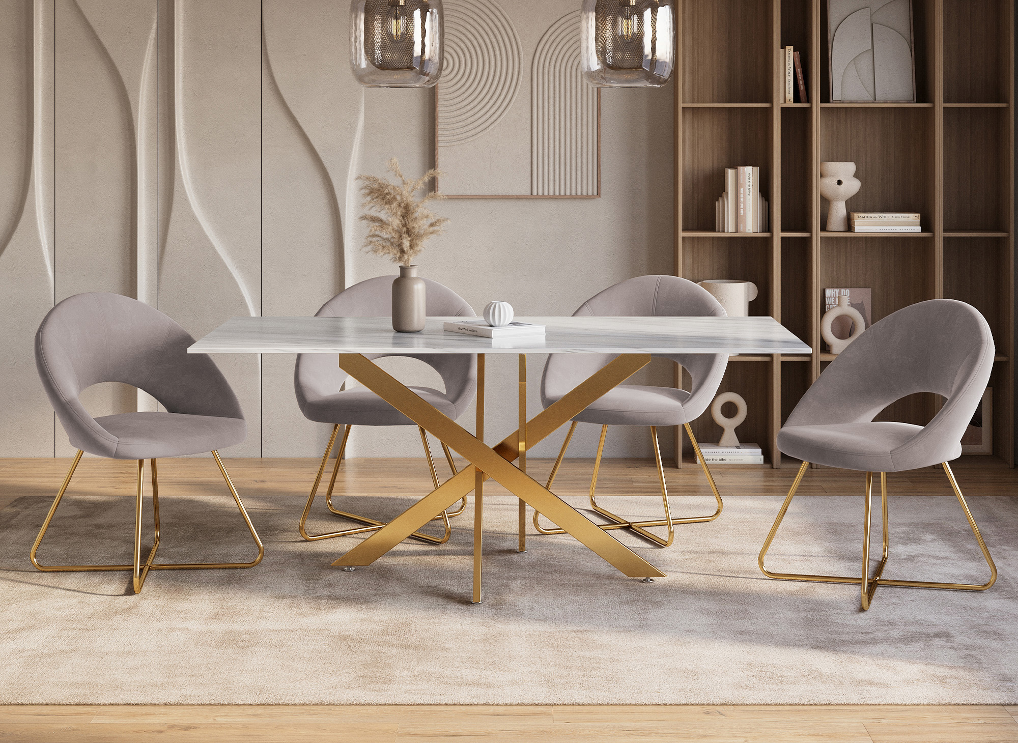 Lot de 2 chaises design en velours beige PETRA