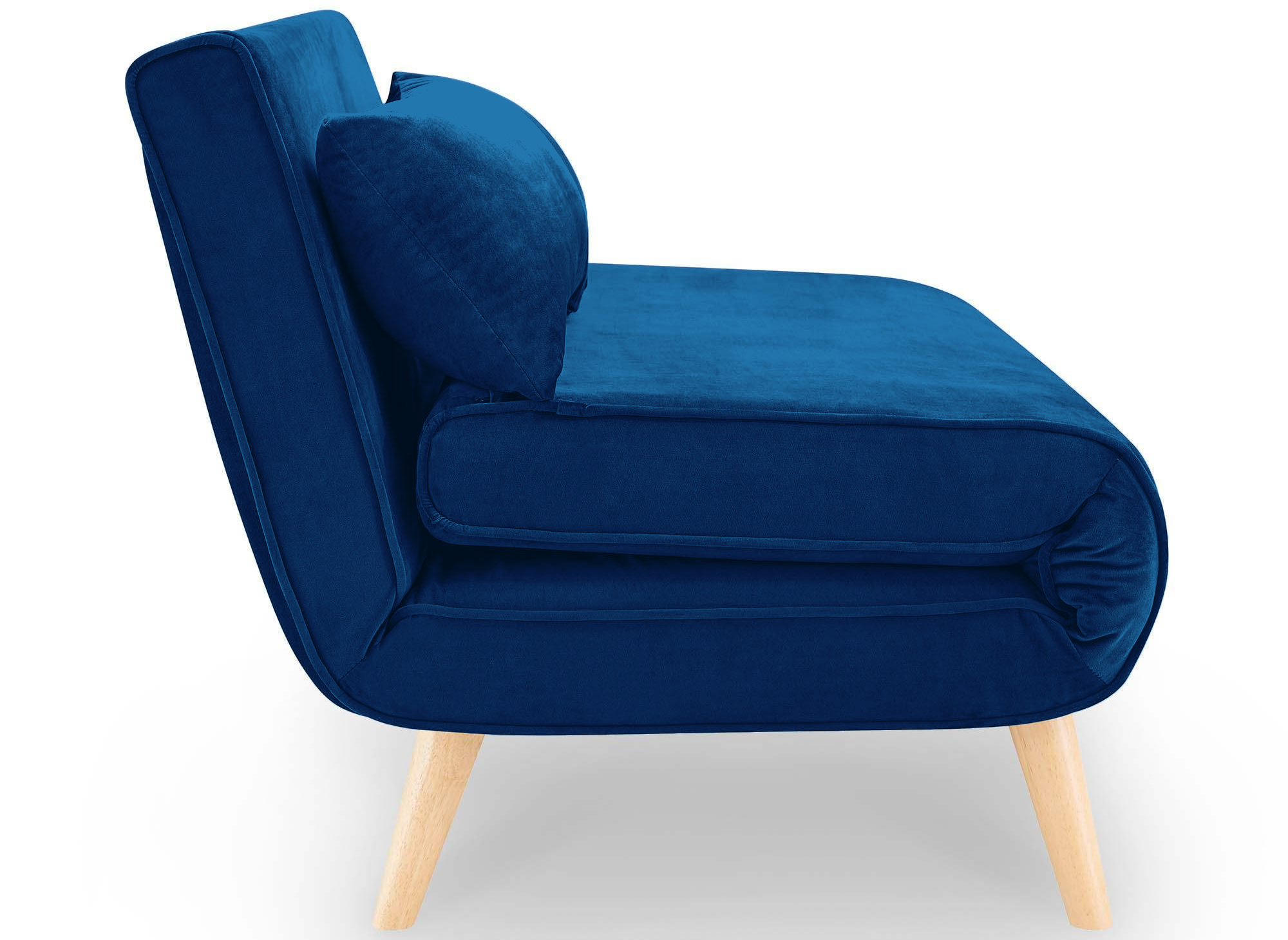 Banquette convertible 2 places en velours bleu TONKA