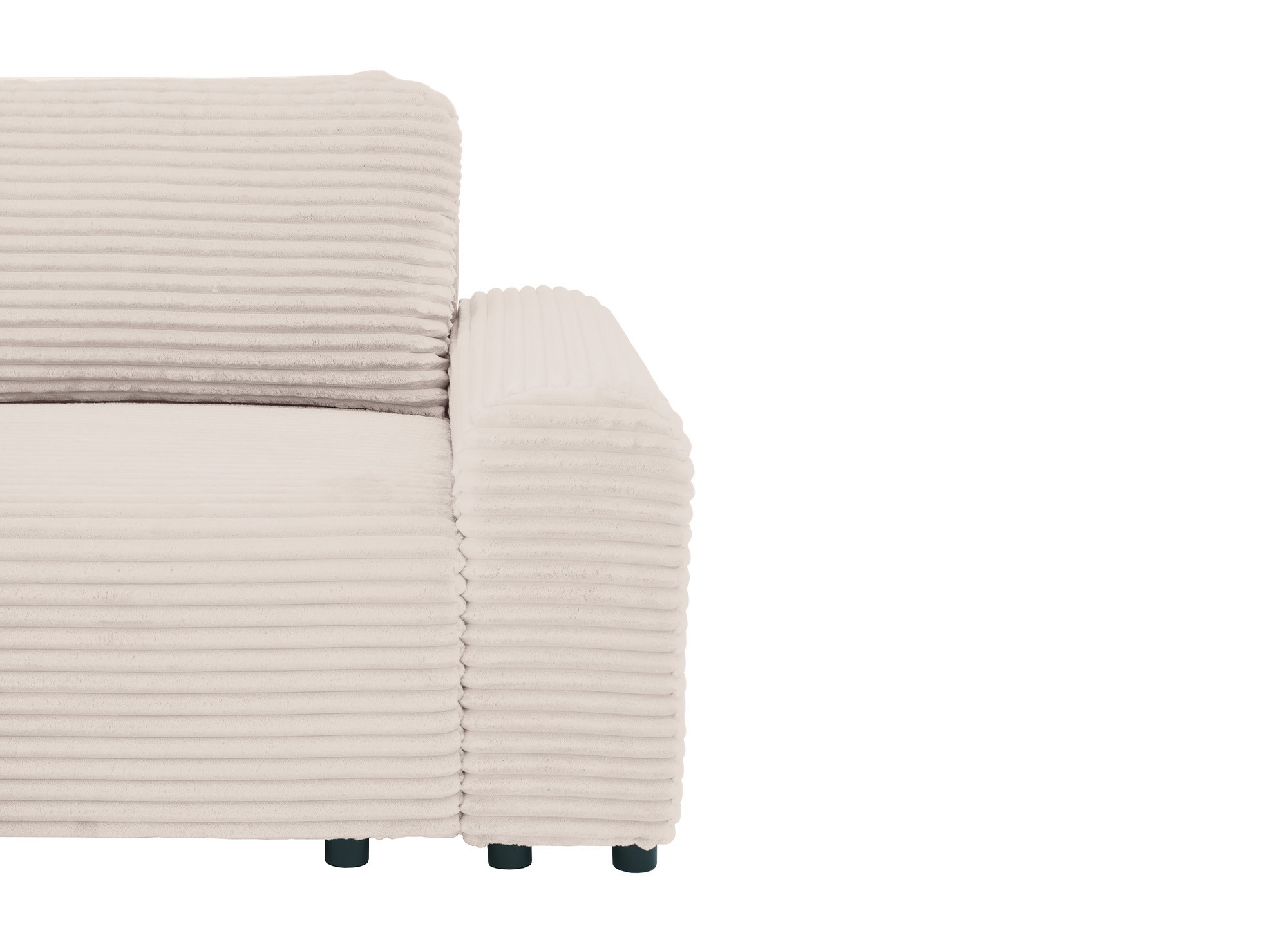Canapé d'angle convertible avec coffre en velours côtelé épais beige BALI - Angle gauche