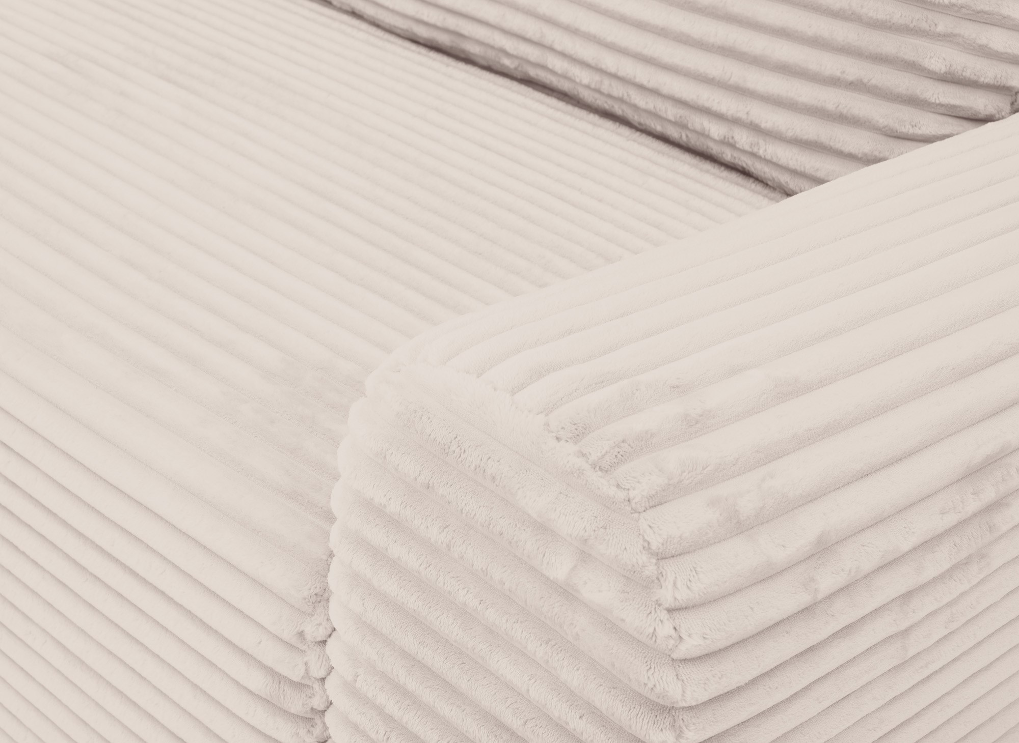 Canapé d'angle convertible avec coffre en velours côtelé épais beige BALI - Angle gauche