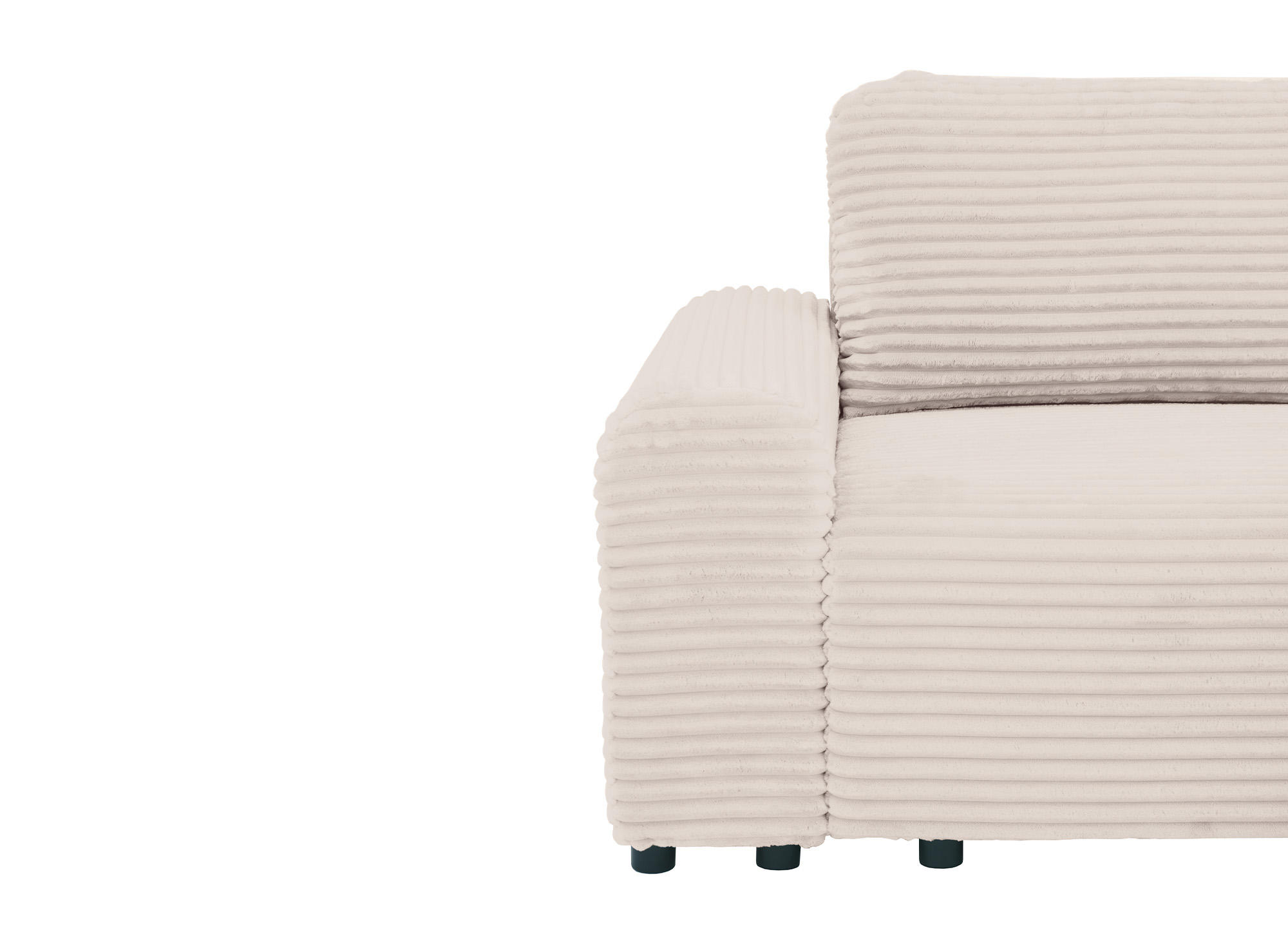 Canapé d'angle convertible avec coffre en velours côtelé épais beige BALI - Angle droit