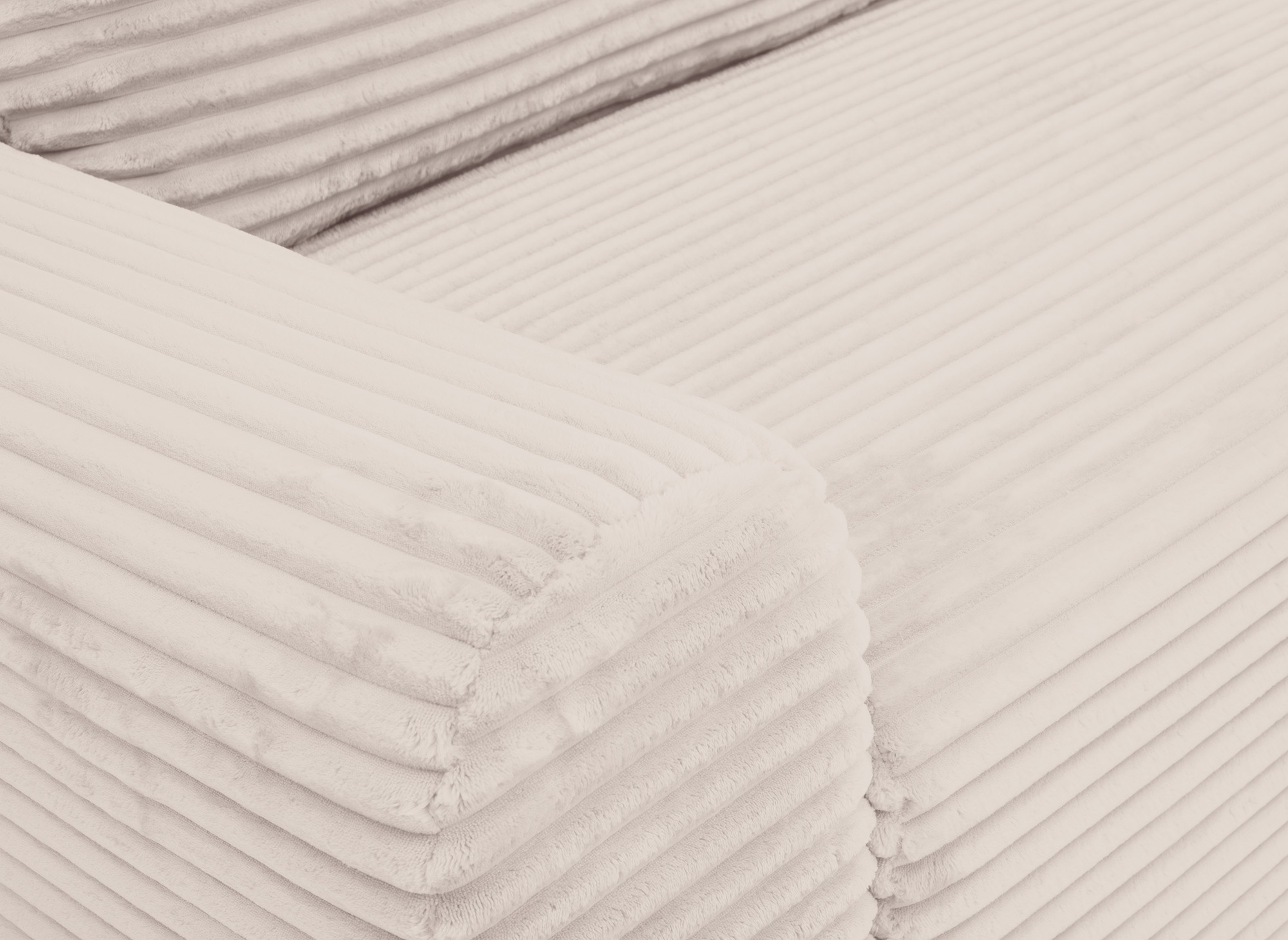 Canapé d'angle convertible avec coffre en velours côtelé épais beige BALI - Angle droit