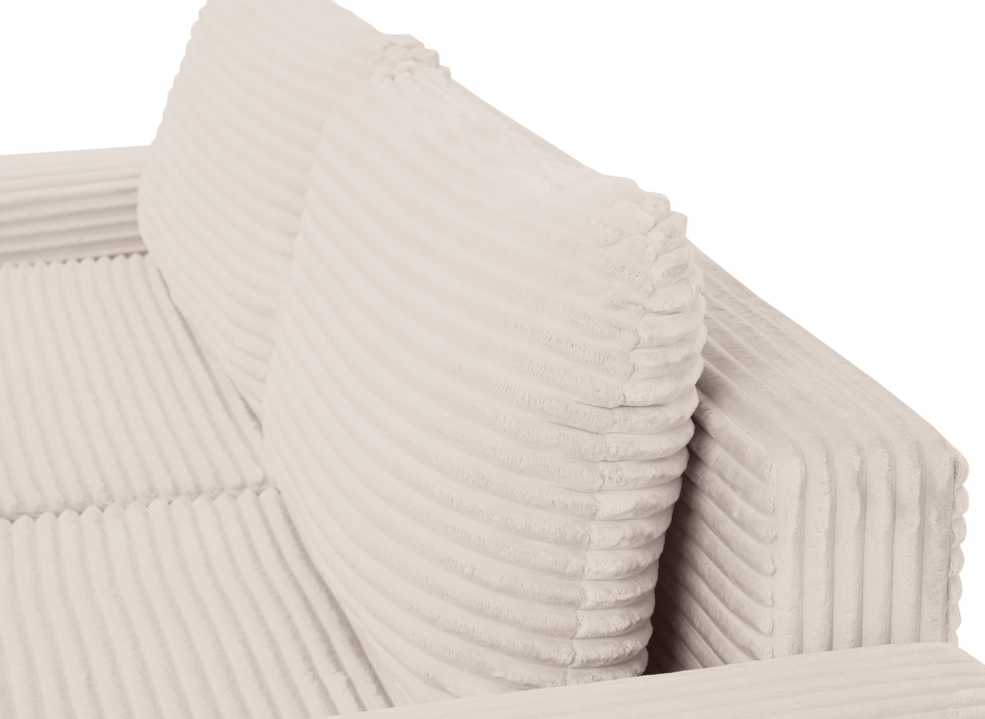 Canapé d'angle convertible avec coffre en velours côtelé épais beige BALI - Angle droit