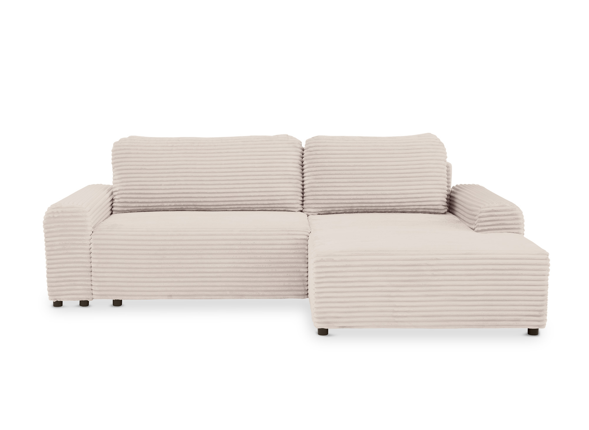 Canapé d'angle convertible avec coffre en velours côtelé épais beige BALI - Angle droit