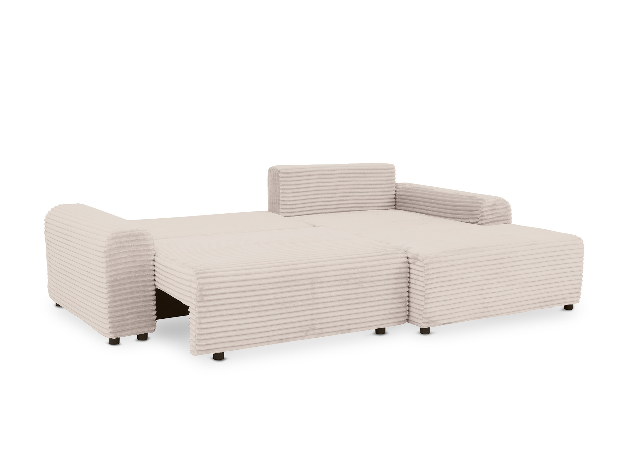 Canapé d'angle convertible avec coffre en velours côtelé épais beige BALI - Angle droit