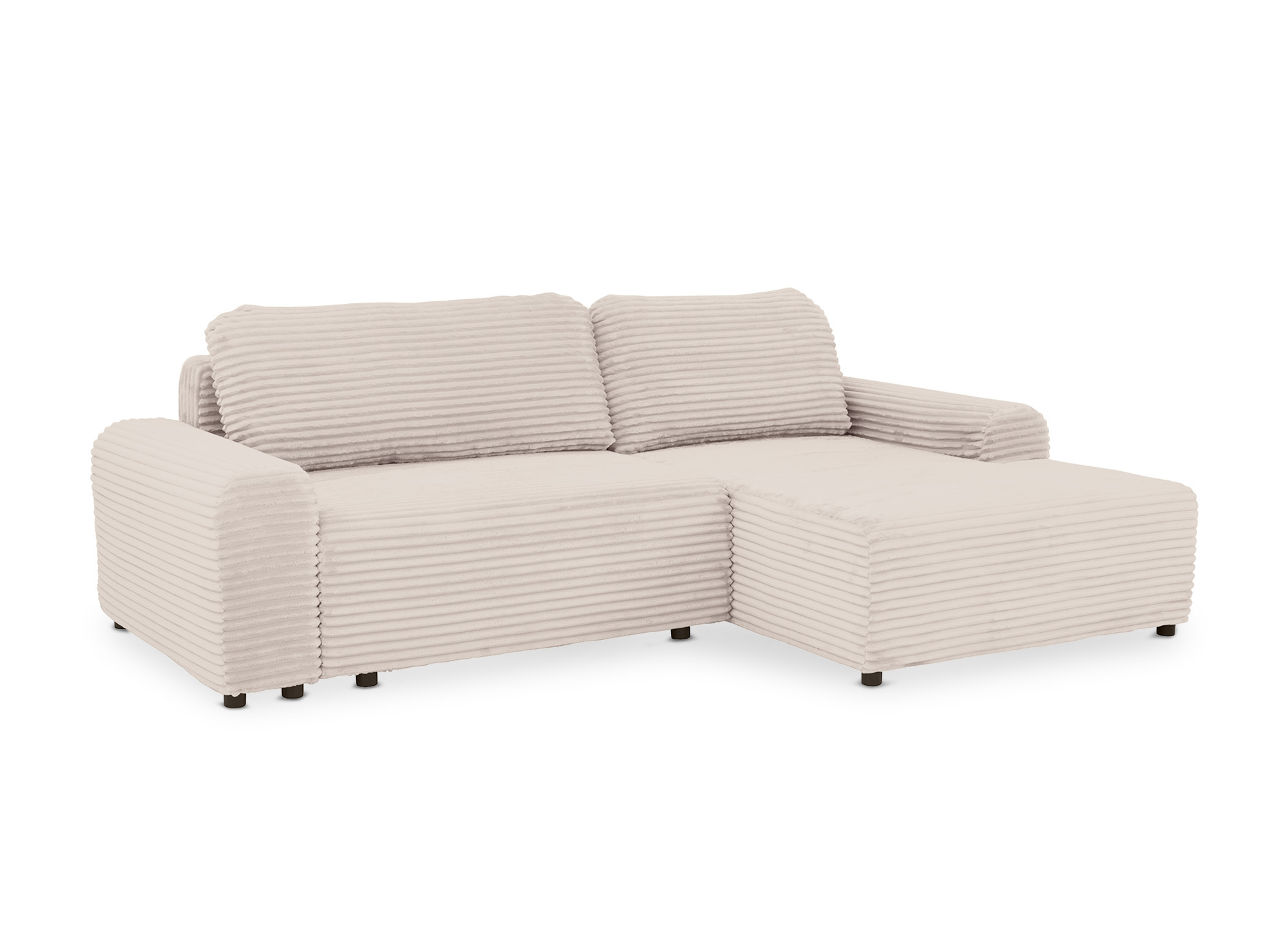 Canapé d'angle convertible avec coffre en velours côtelé épais beige BALI - Angle droit