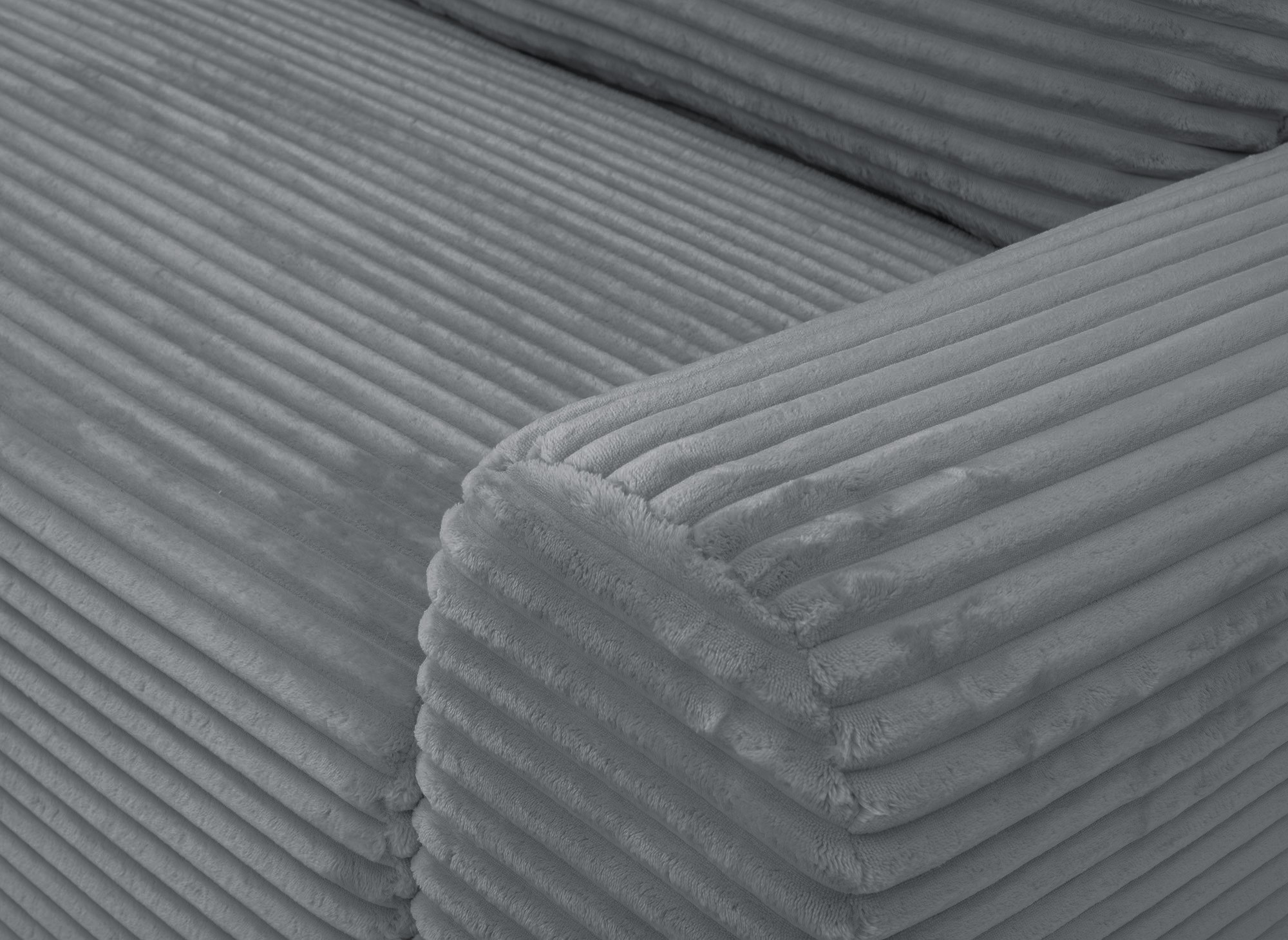 Canapé d'angle convertible avec coffre en velours côtelé épais gris foncé BALI - Angle gauche