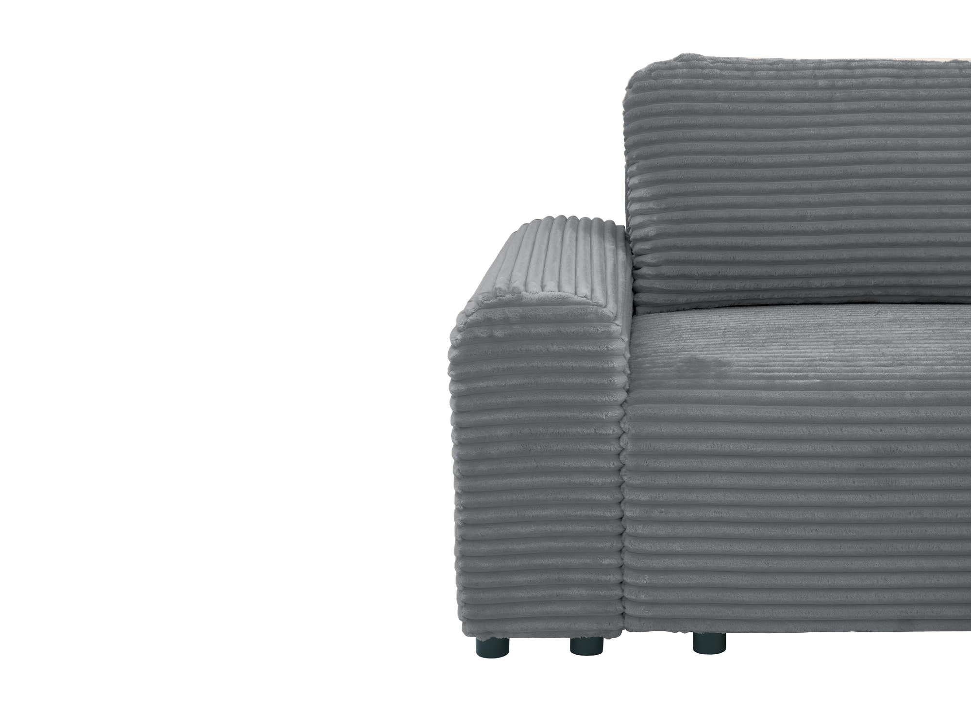 Canapé d'angle convertible avec coffre en velours côtelé épais gris foncé BALI - Angle droit