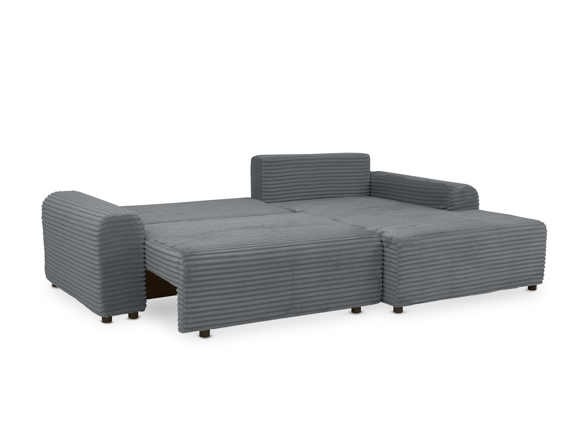 Canapé d'angle convertible avec coffre en velours côtelé épais gris foncé BALI - Angle droit