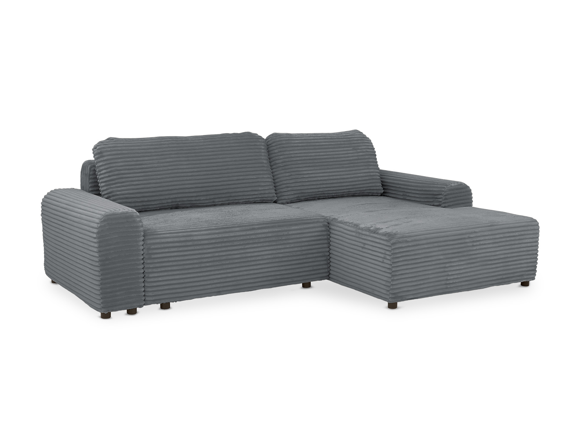 Canapé d'angle convertible avec coffre en velours côtelé épais gris foncé BALI - Angle droit