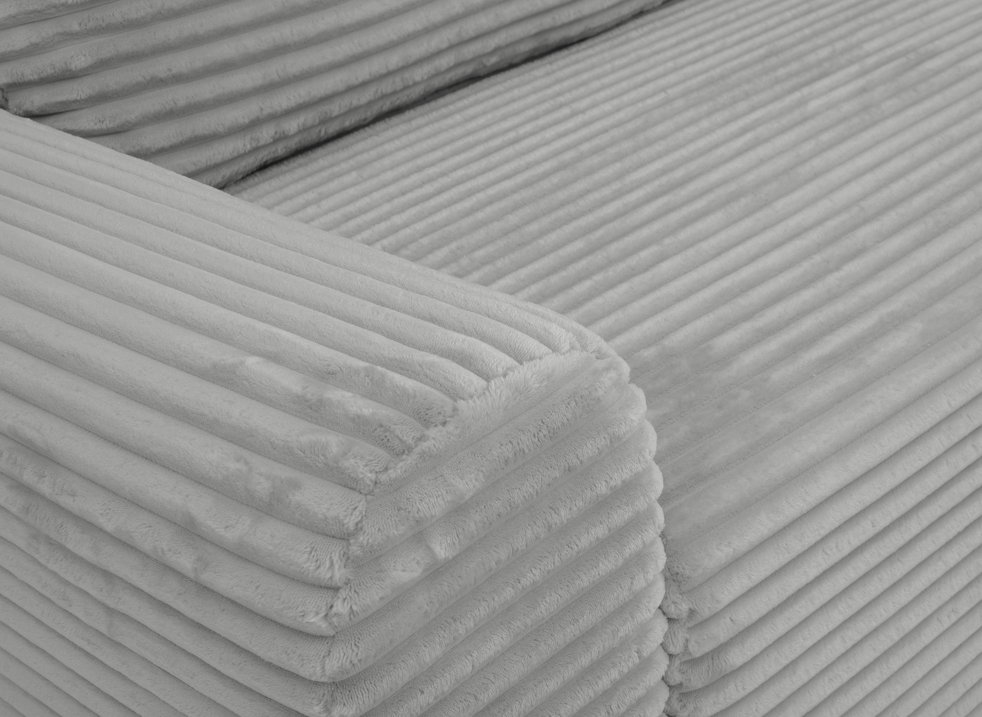 Canapé d'angle convertible avec coffre en velours côtelé épais gris clair BALI - Angle droit