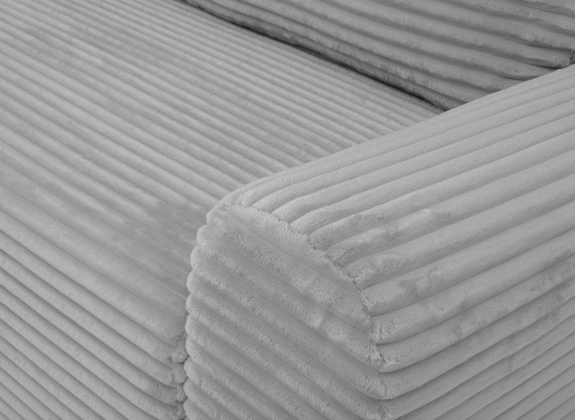 Canapé d'angle convertible avec coffre en velours côtelé épais gris clair BALI - Angle gauche
