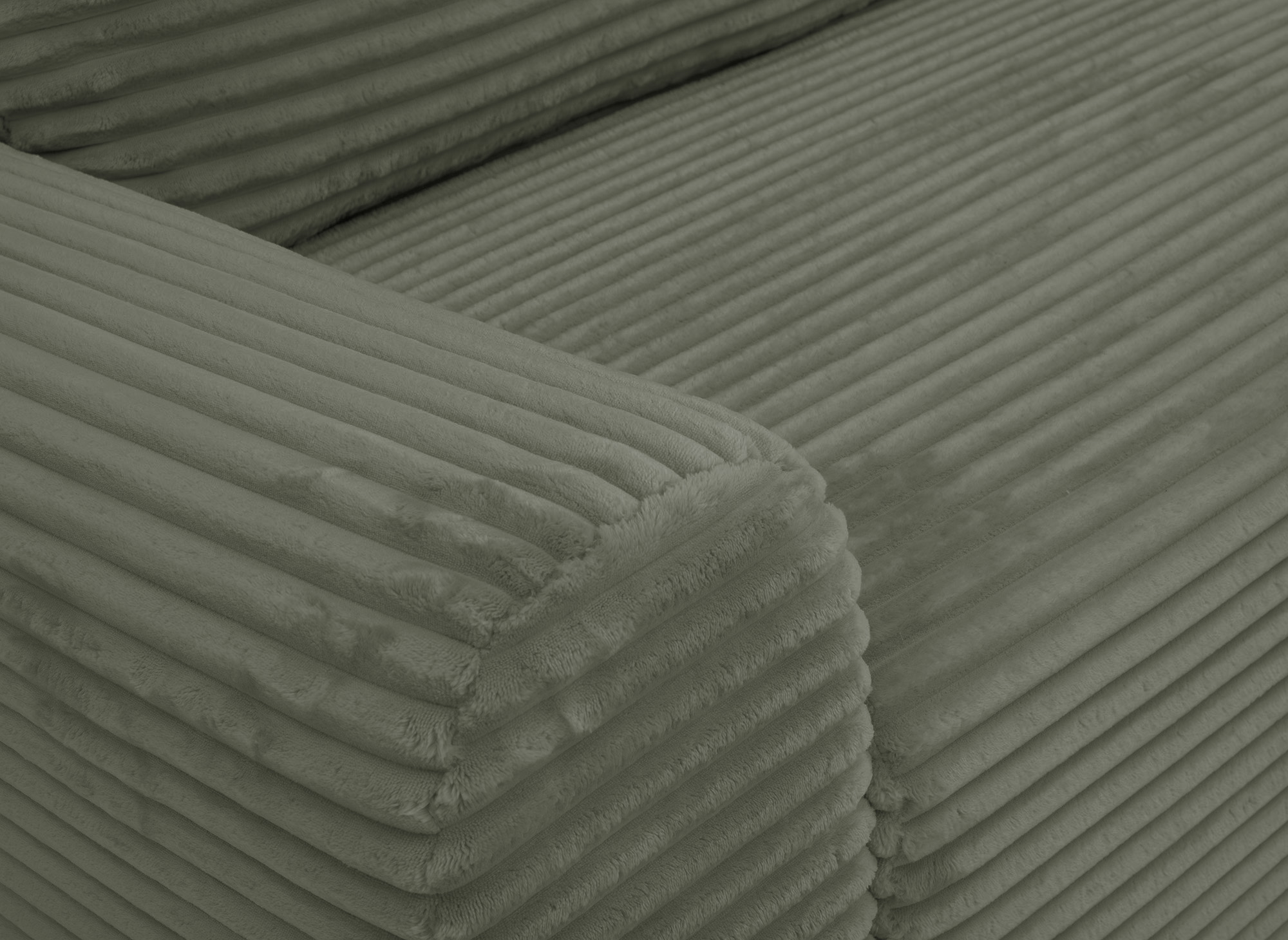 Canapé d'angle convertible avec coffre en velours côtelé épais vert kaki BALI - Angle droit