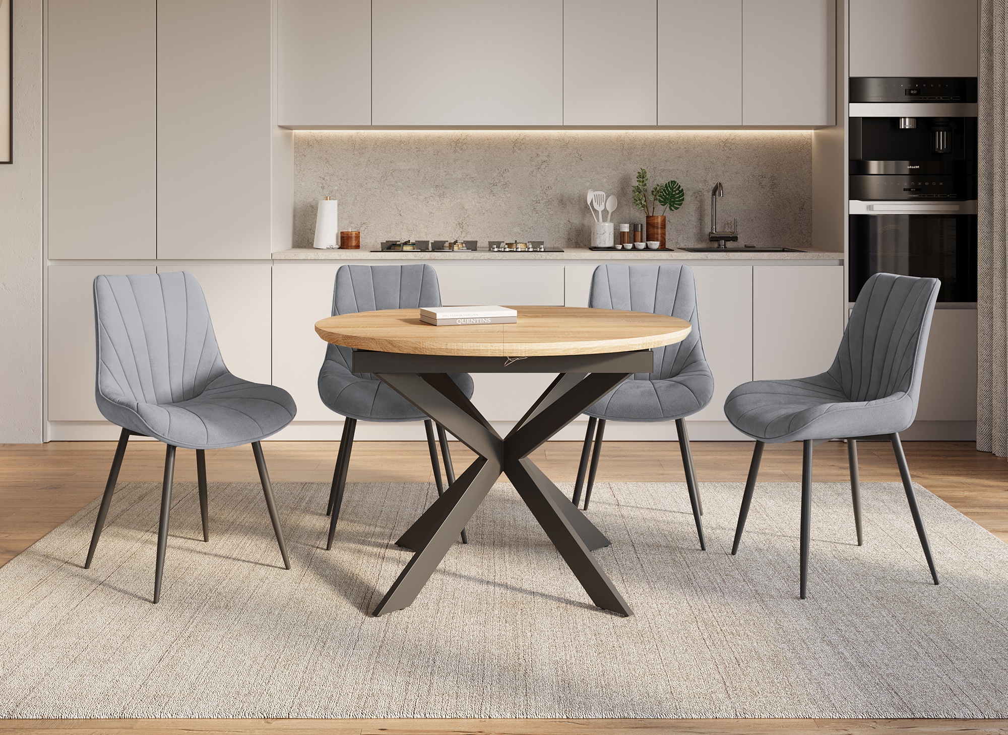 Lot de 4 chaises design en velours gris ELOVA