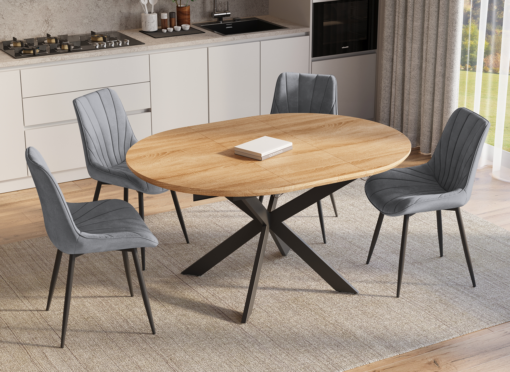 Lot de 4 chaises design en velours gris ELOVA