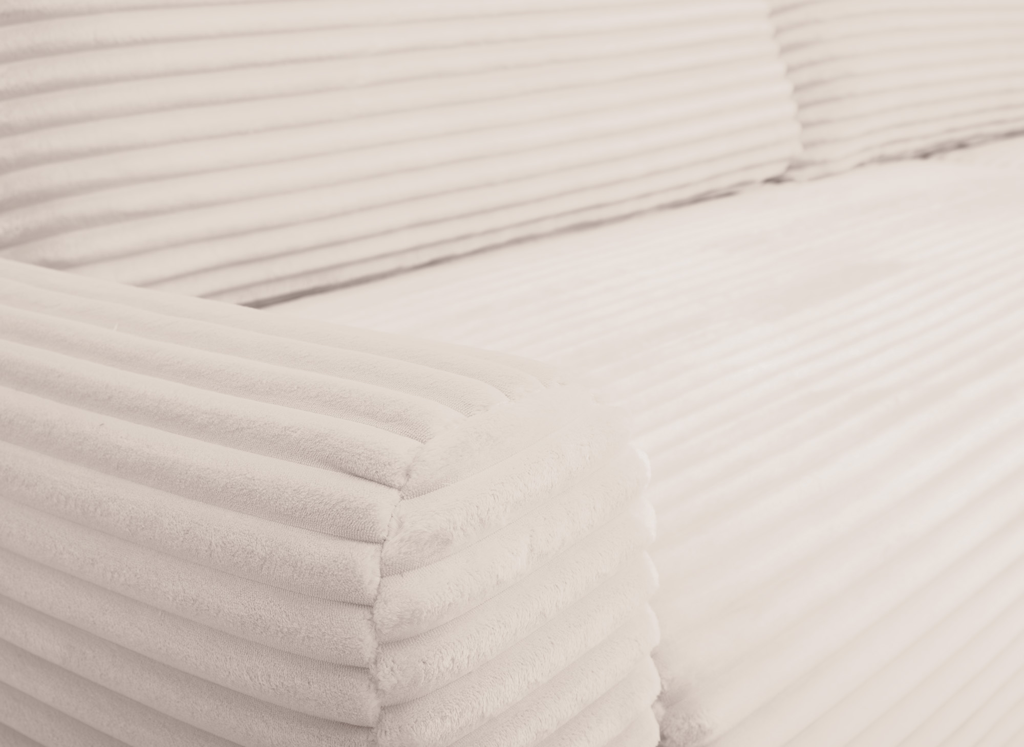 Canapé d'angle réversible et convertible avec coffre en velours côtelé épais beige KATIA