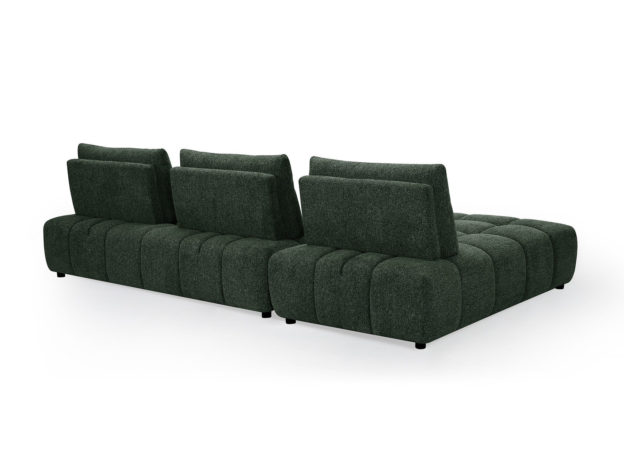 Canapé d'angle réversible en velours chiné vert kaki ALANA