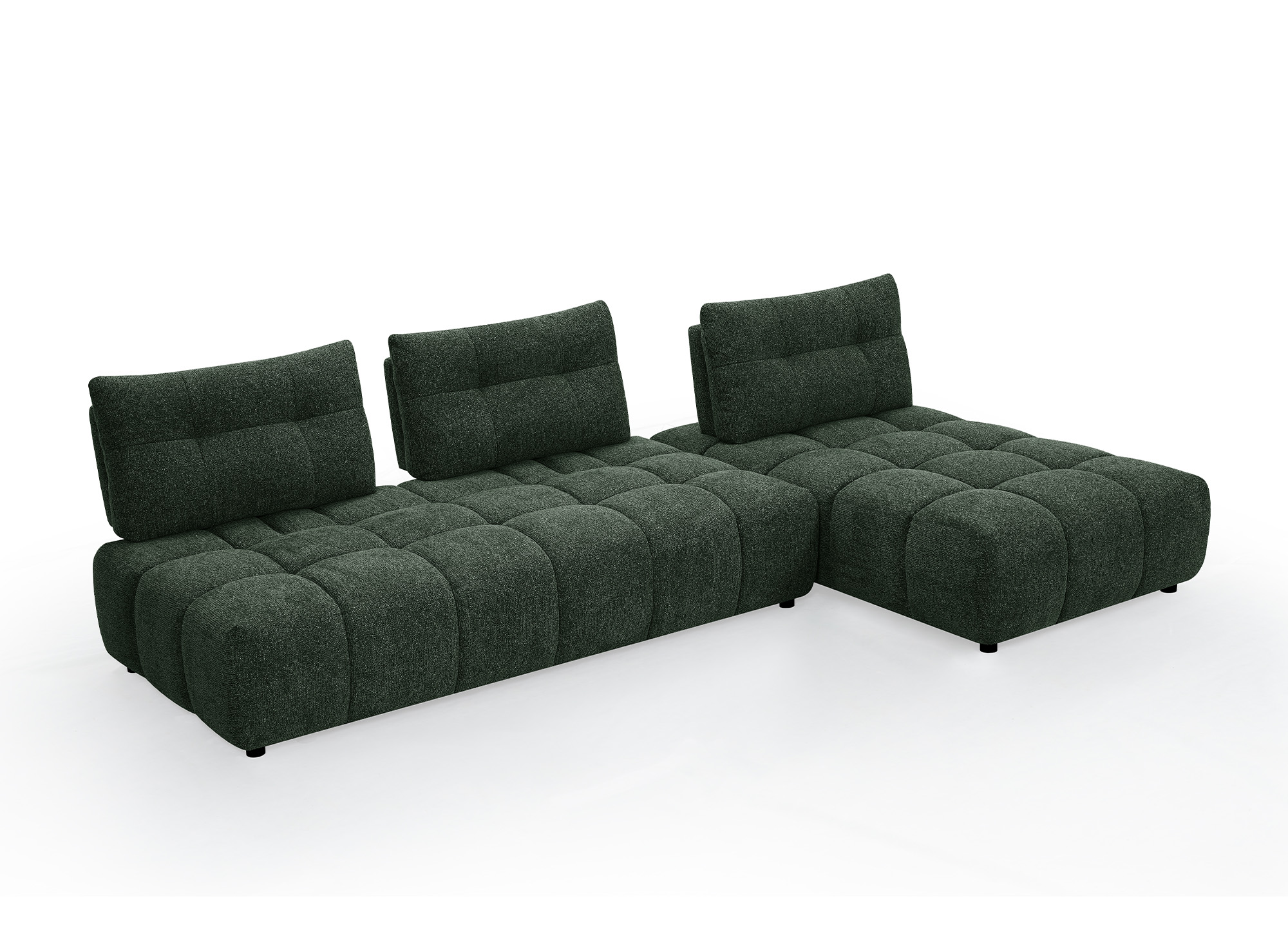 Canapé d'angle réversible en velours chiné vert kaki ALANA