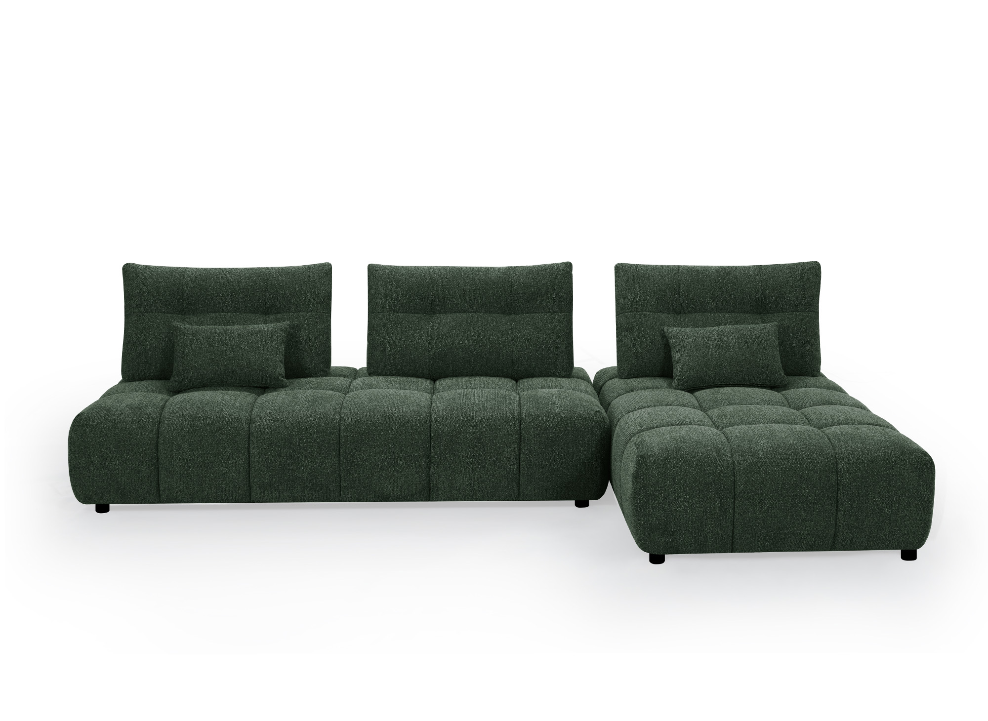 Canapé d'angle réversible en velours chiné vert kaki ALANA