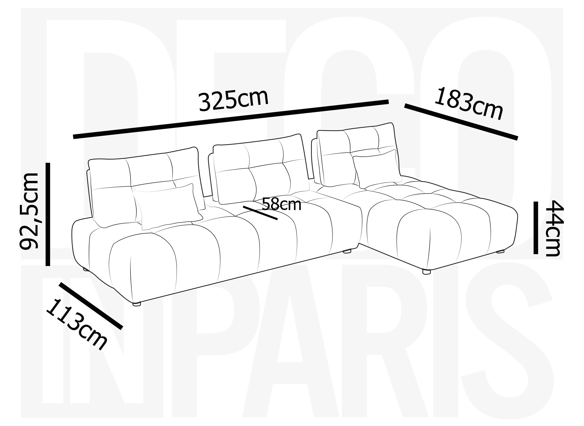 Canapé d'angle réversible en velours chiné beige ALANA