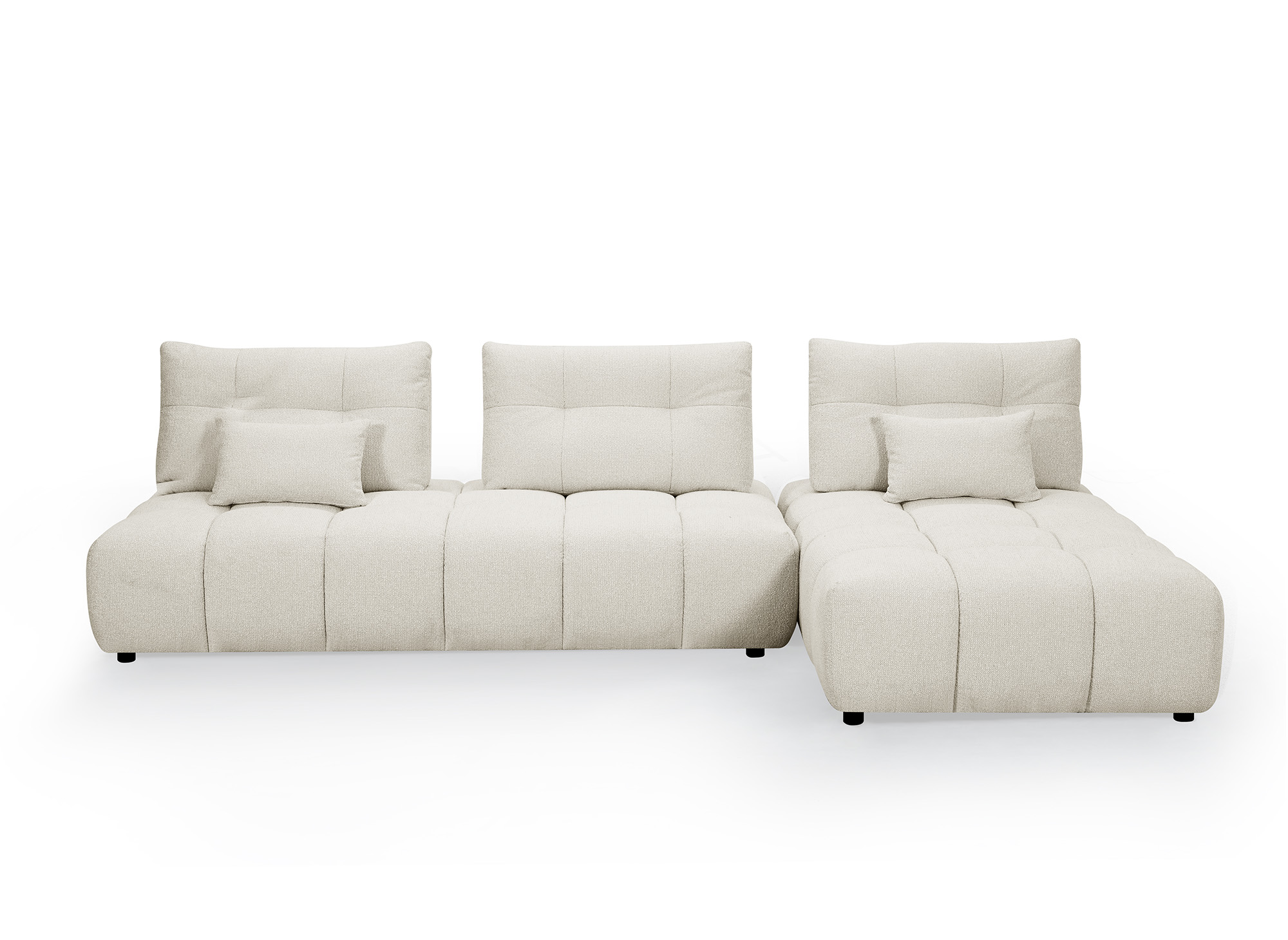 Canapé d'angle réversible en velours chiné beige ALANA