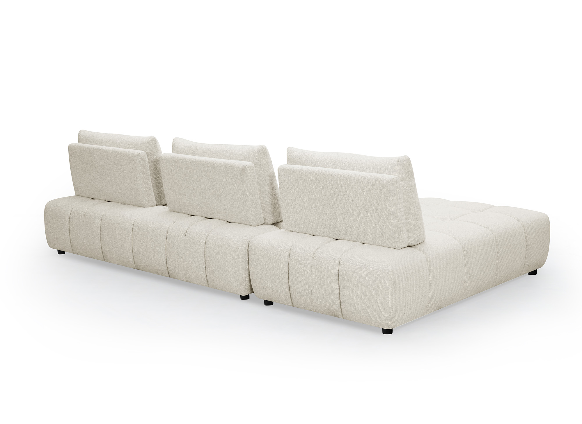 Canapé d'angle réversible en velours chiné beige ALANA
