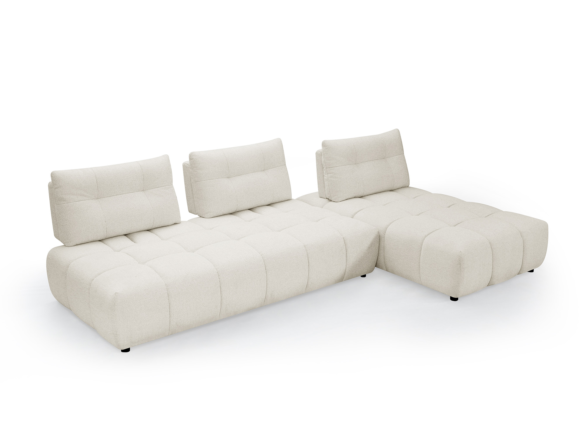 Canapé d'angle réversible en velours chiné beige ALANA