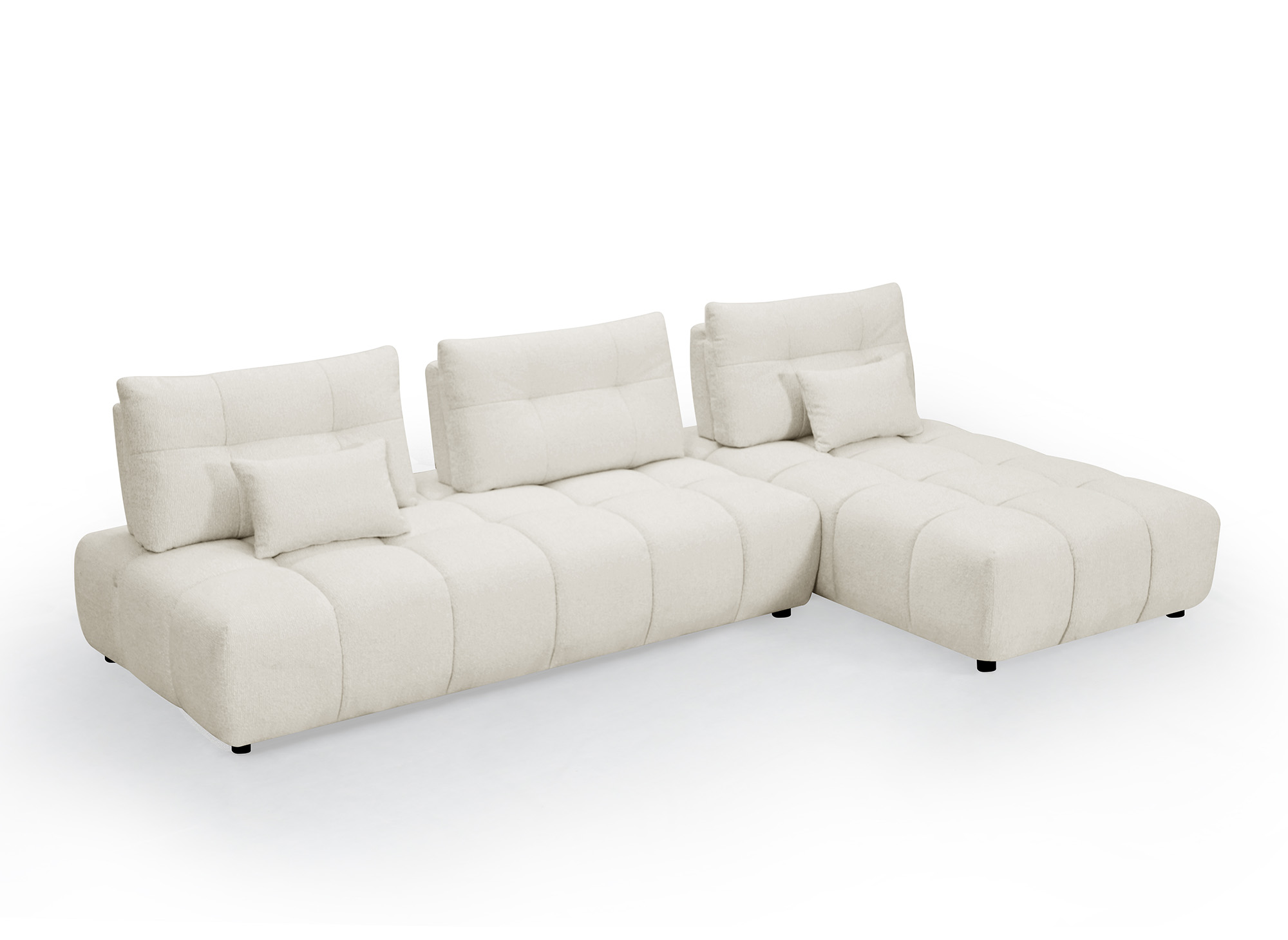 Canapé d'angle réversible en velours chiné beige ALANA