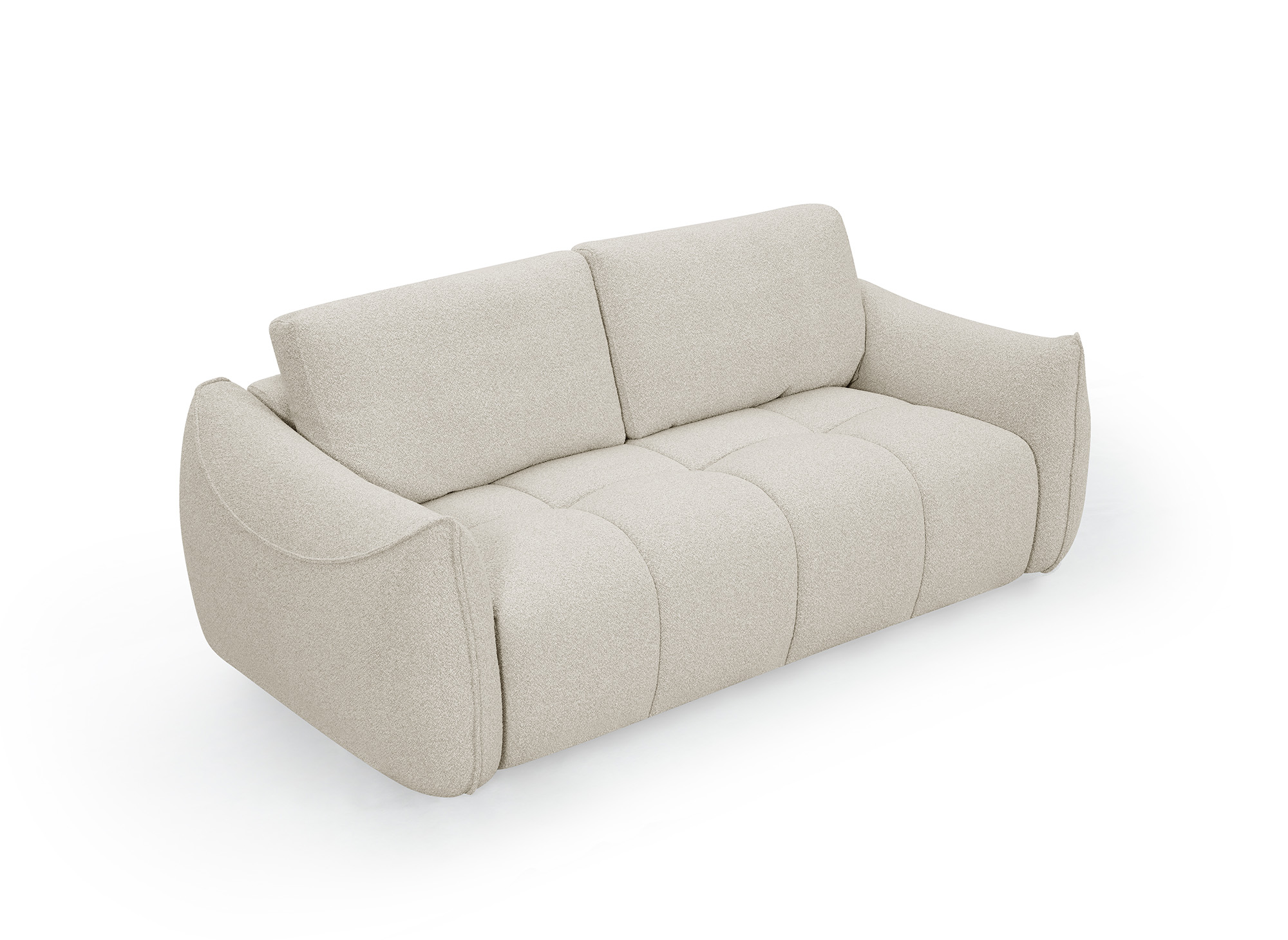 Canapé 3 places en tissu bouclette beige EZRA