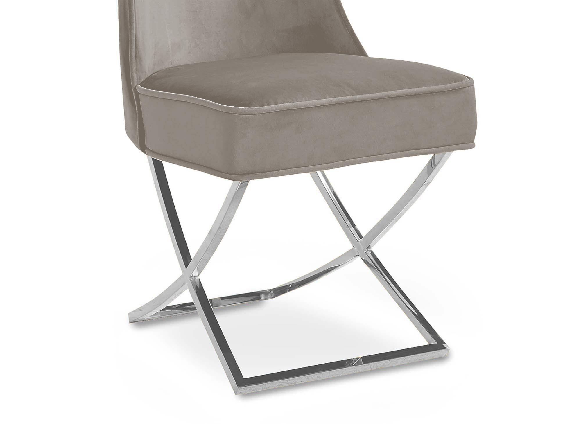 Lot de 2 chaises en velours taupe pieds en métal argenté ETHAN