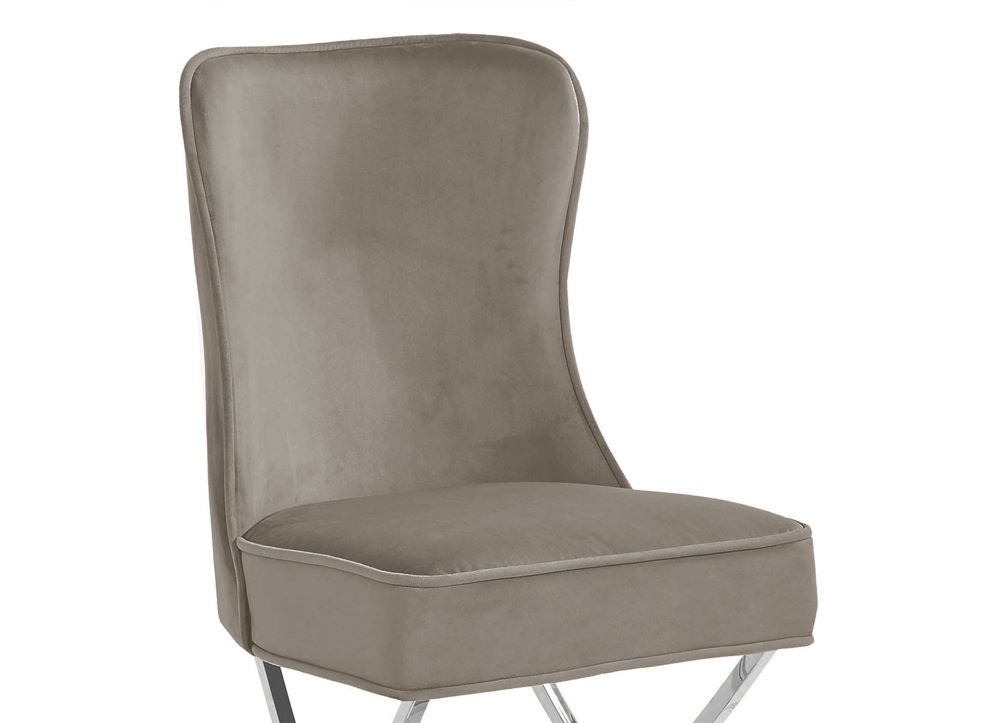 Lot de 2 chaises en velours taupe pieds en métal argenté ETHAN
