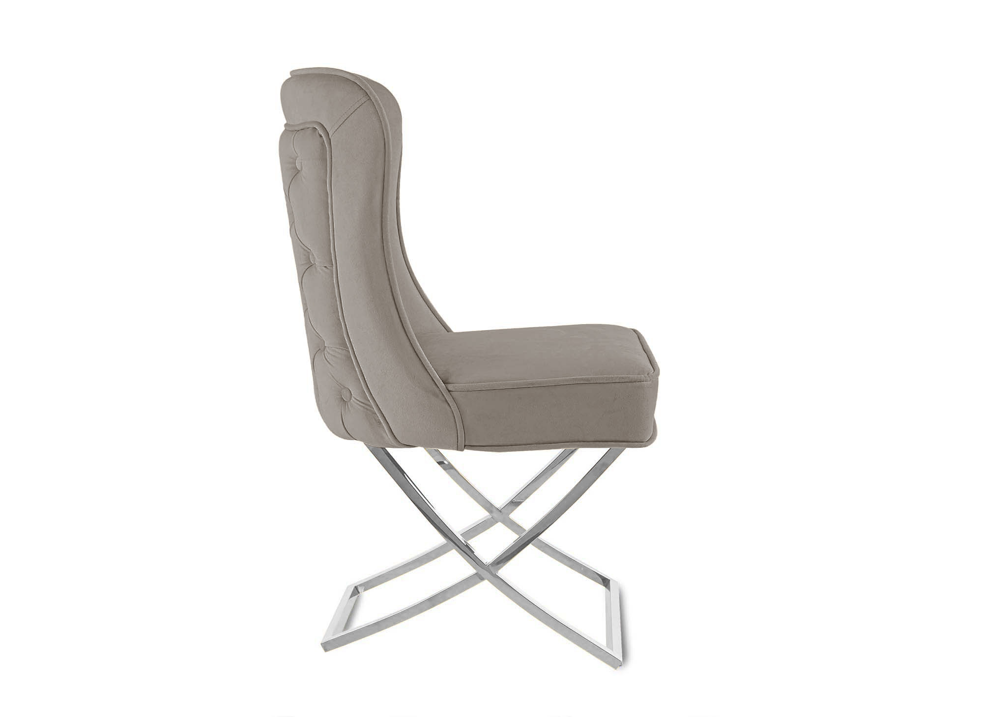 Lot de 2 chaises en velours taupe pieds en métal argenté ETHAN