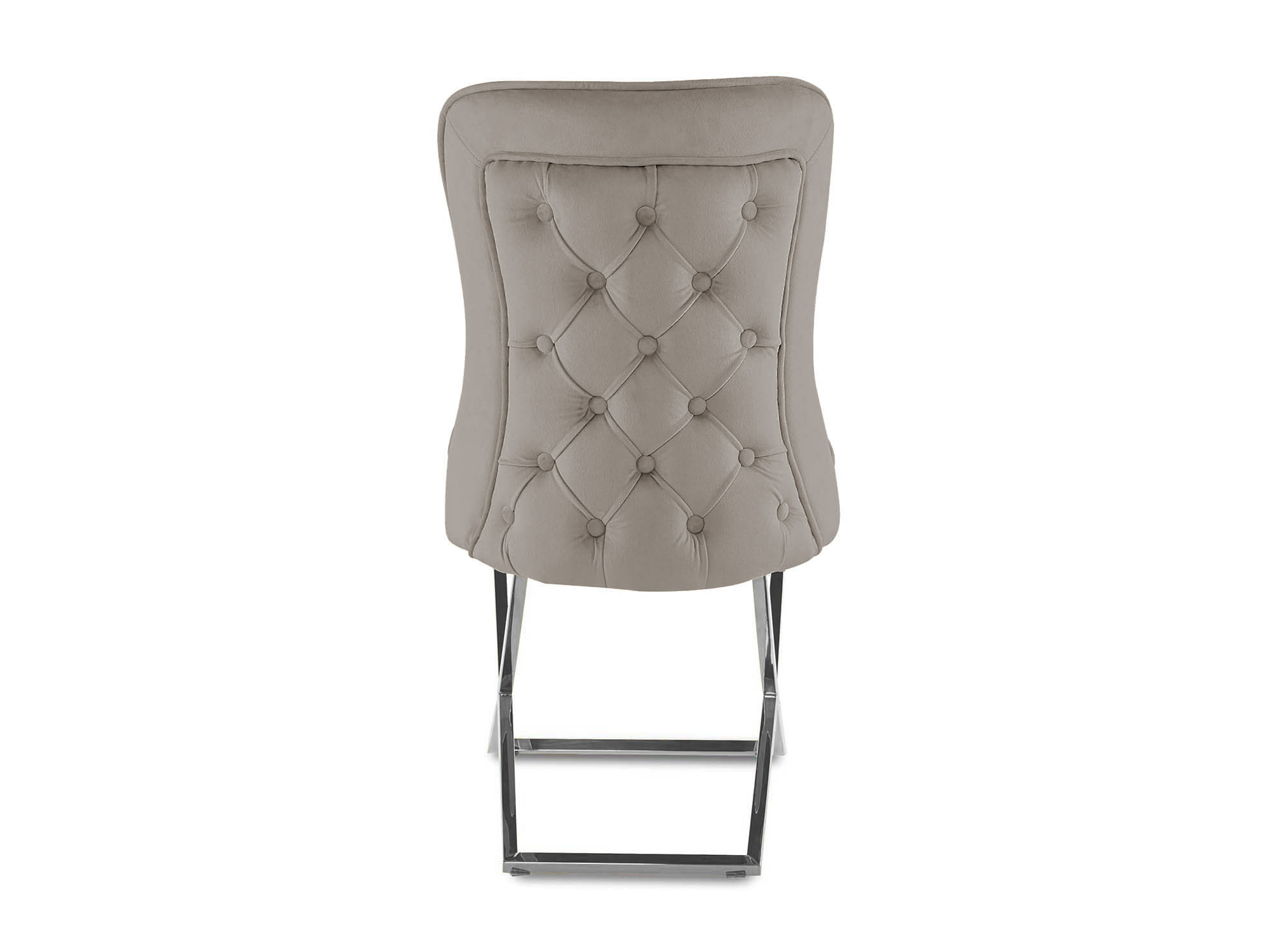 Lot de 2 chaises en velours taupe pieds en métal argenté ETHAN