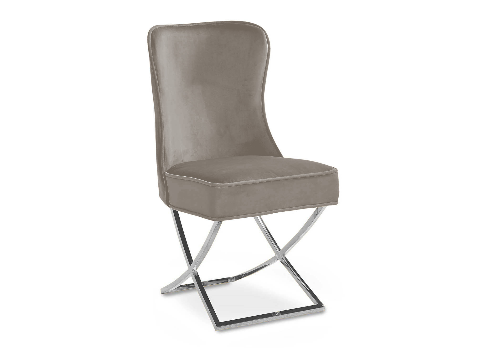 Lot de 2 chaises en velours taupe pieds en métal argenté ETHAN