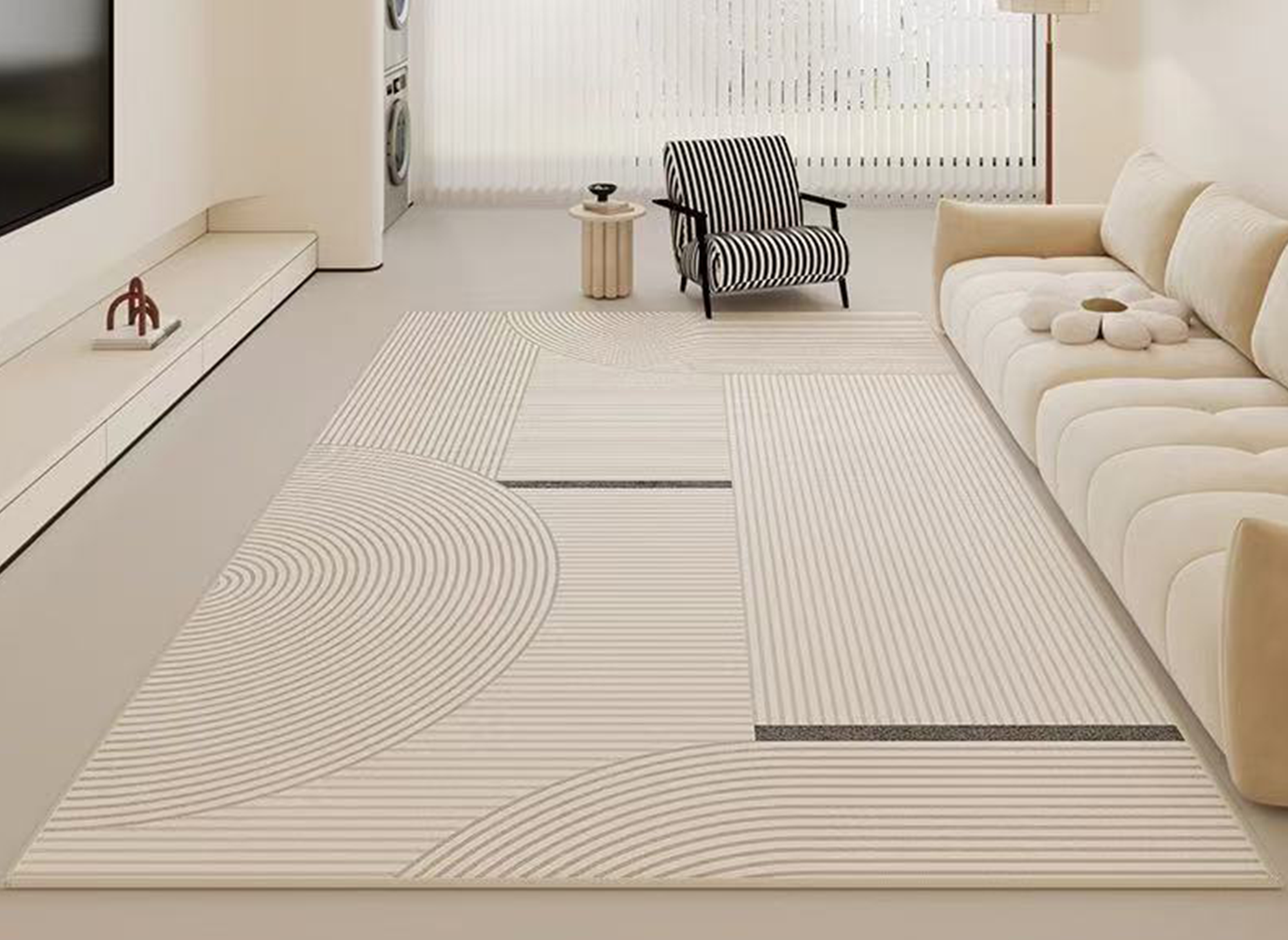 Tapis rectangulaire beige à motifs géométriques 160x230cm LYRA