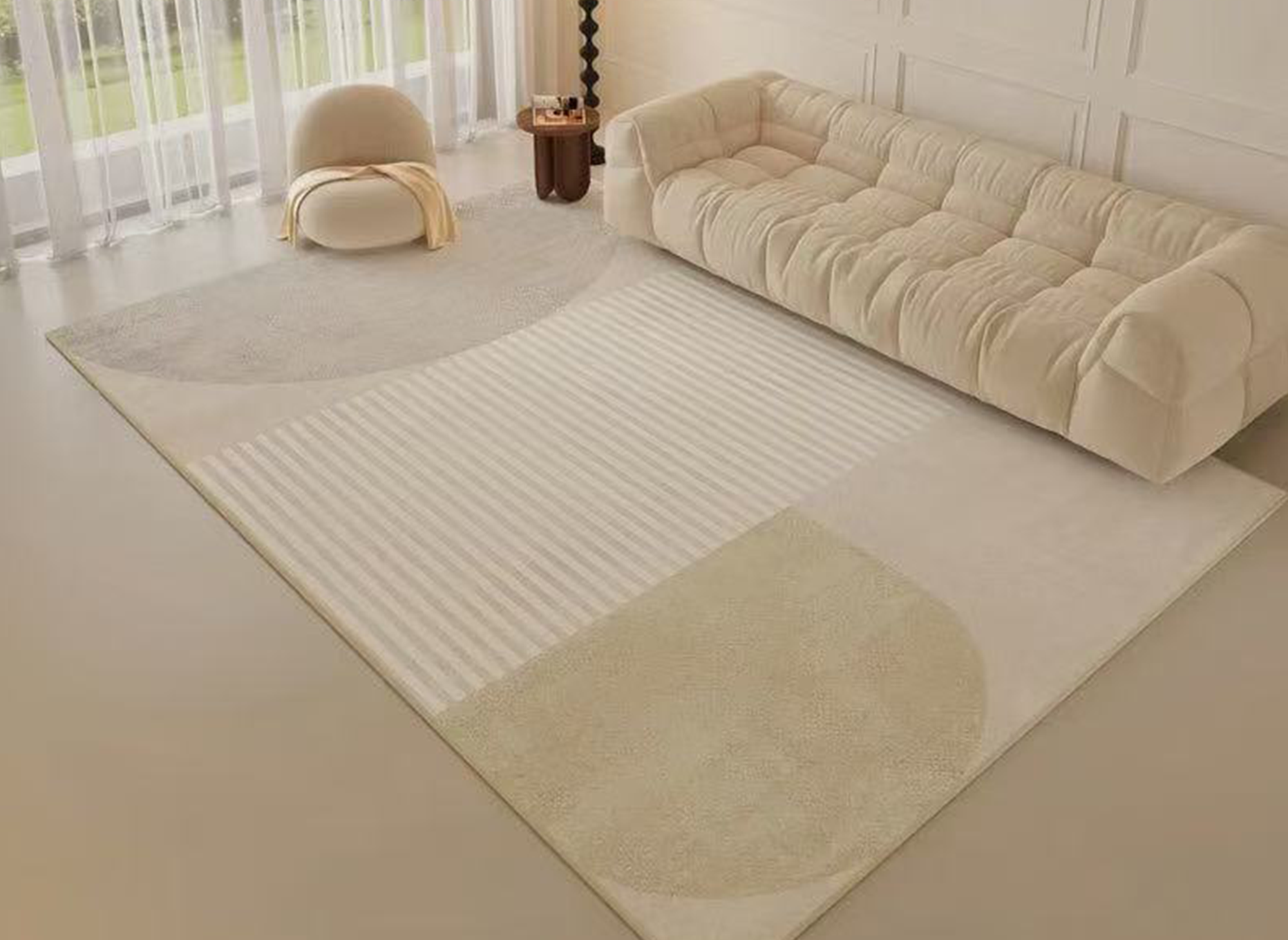 Tapis rectangulaire beige à motifs géométriques 160x230cm KANNY