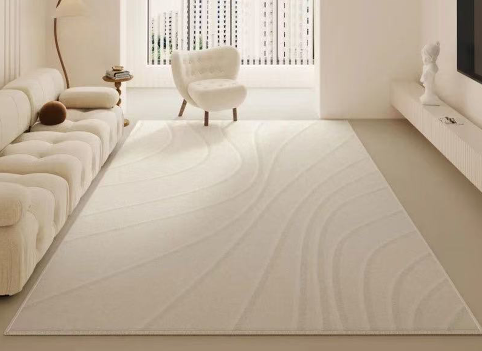 Tapis rectangulaire beige à motif abstrait 160x230cm ELISA