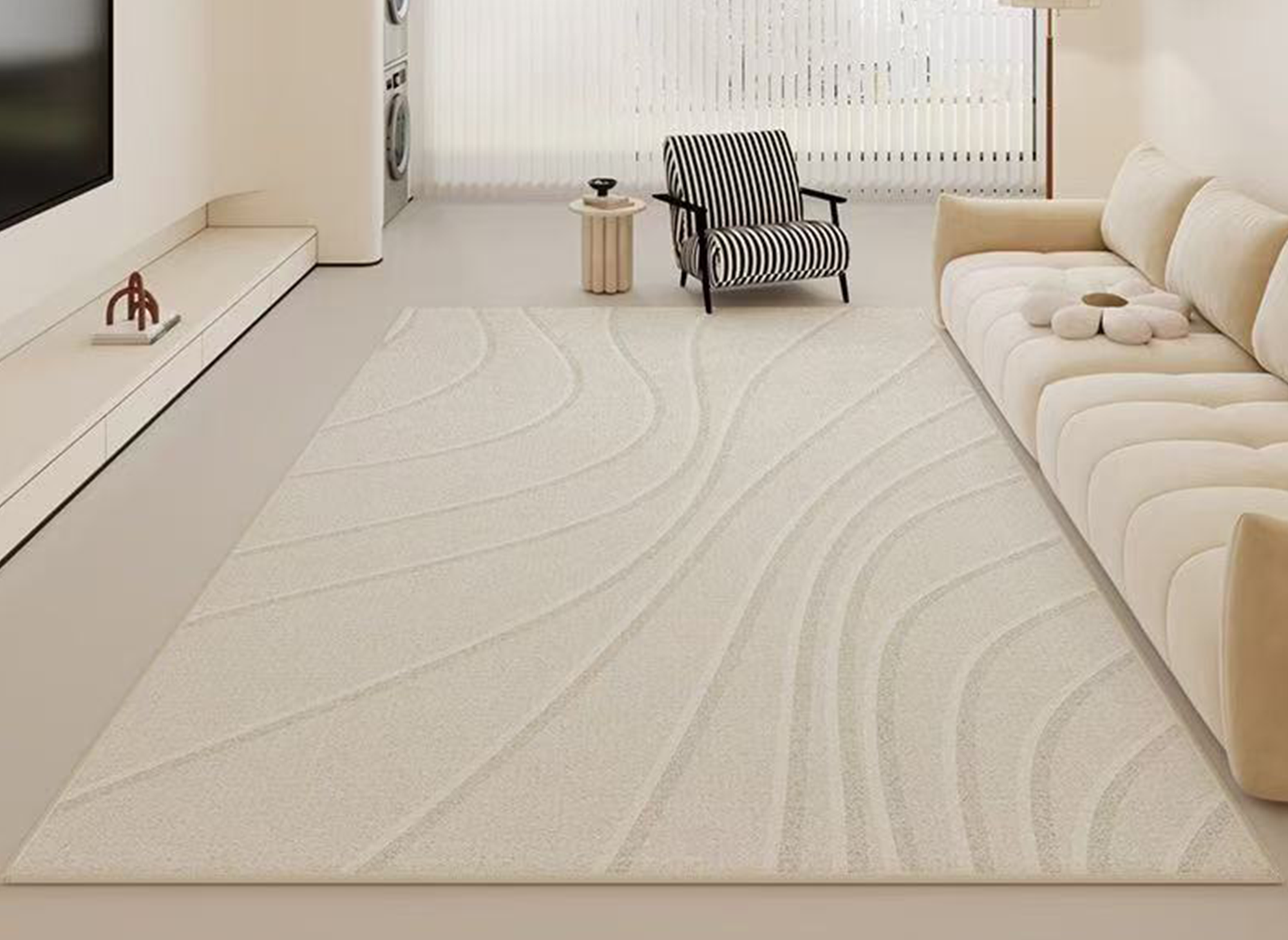 Tapis rectangulaire beige à motif abstrait 160x230cm ELISA
