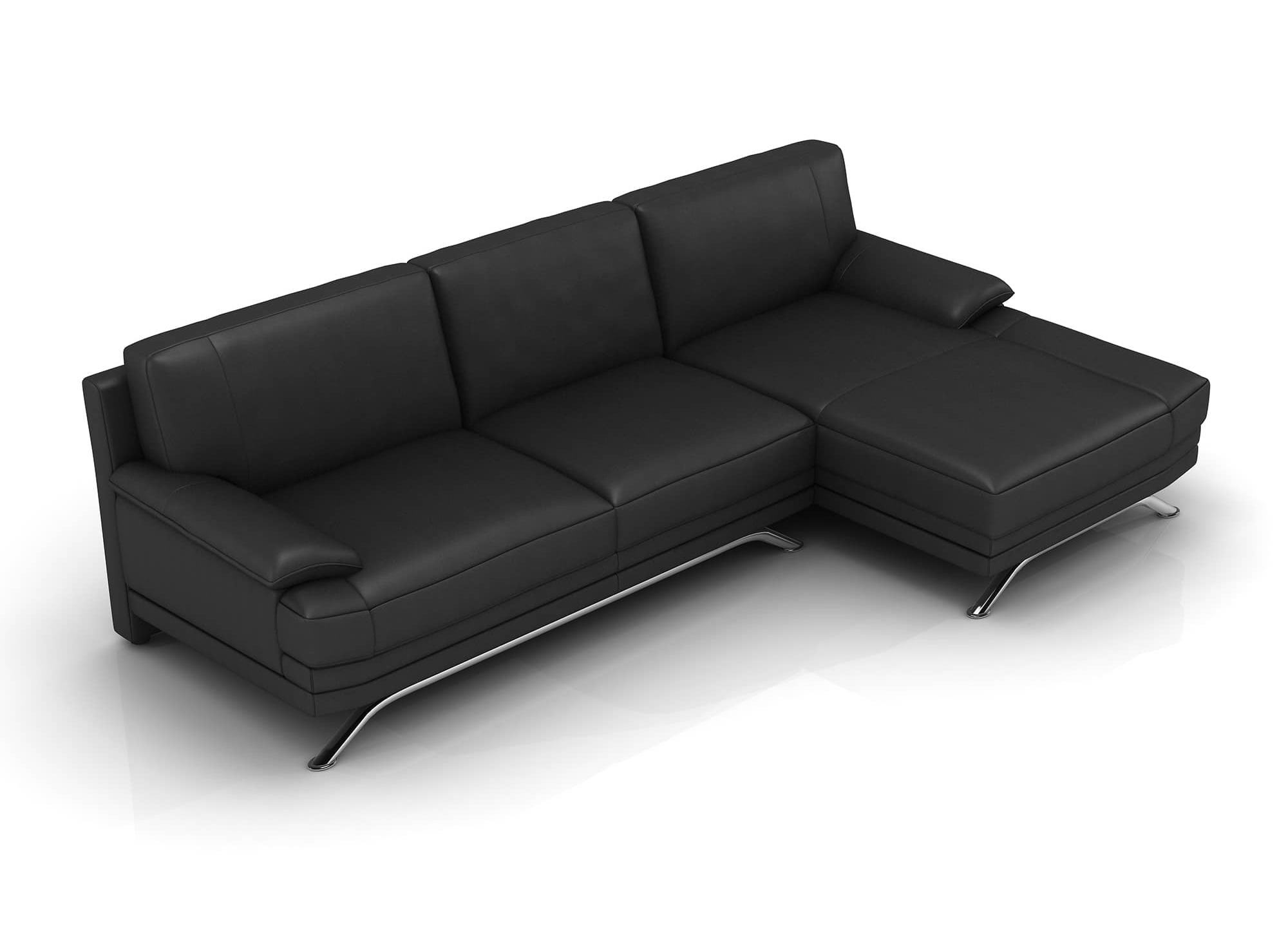 Canapé d'angle en cuir noir ROMEO - Angle Droit