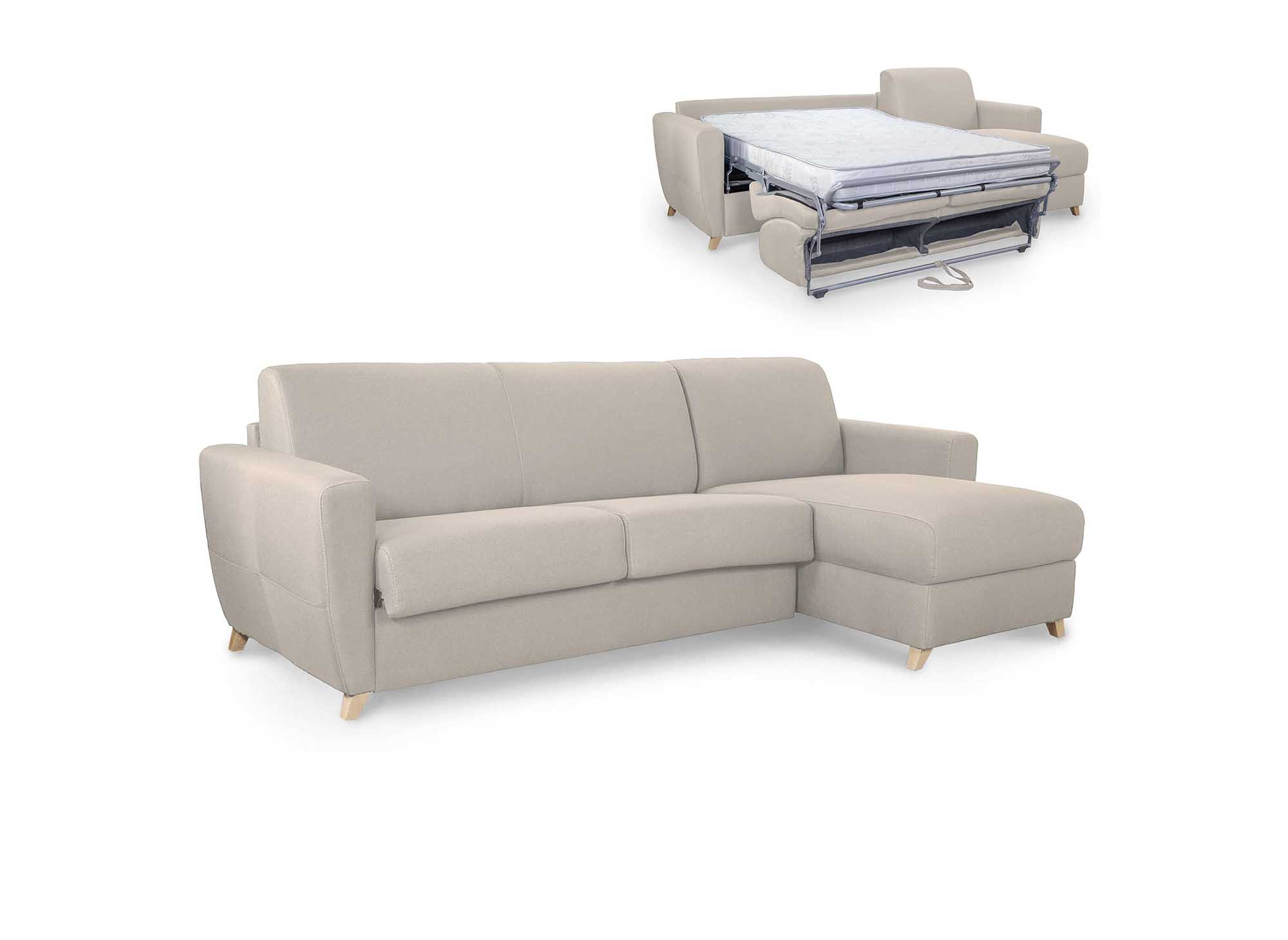 Canape D Angle Convertible Reversible Scandinave En Tissu Beige Tobias