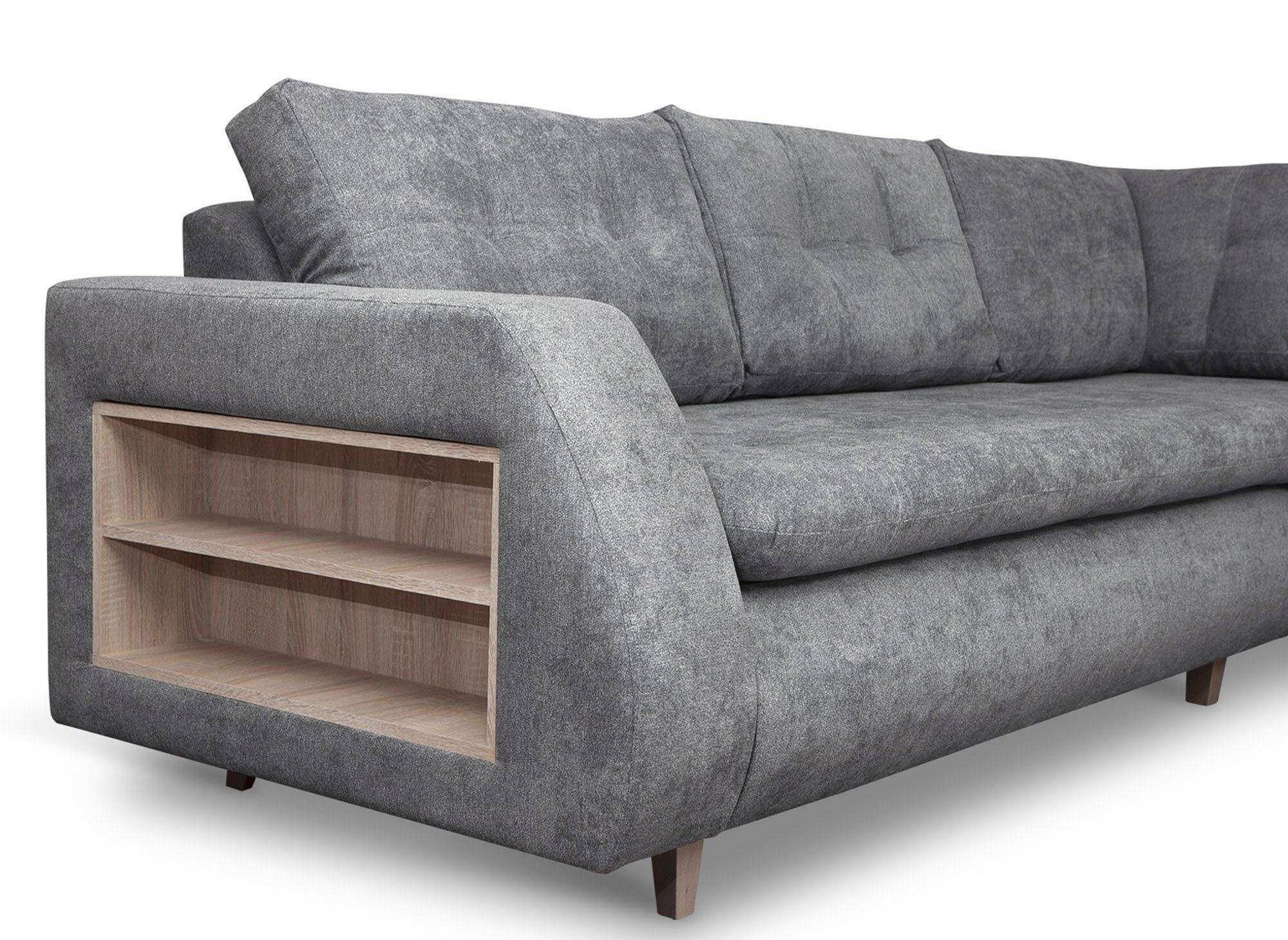 Canapé d’angle design scandinave en tissu gris ESTHER - Angle Droit