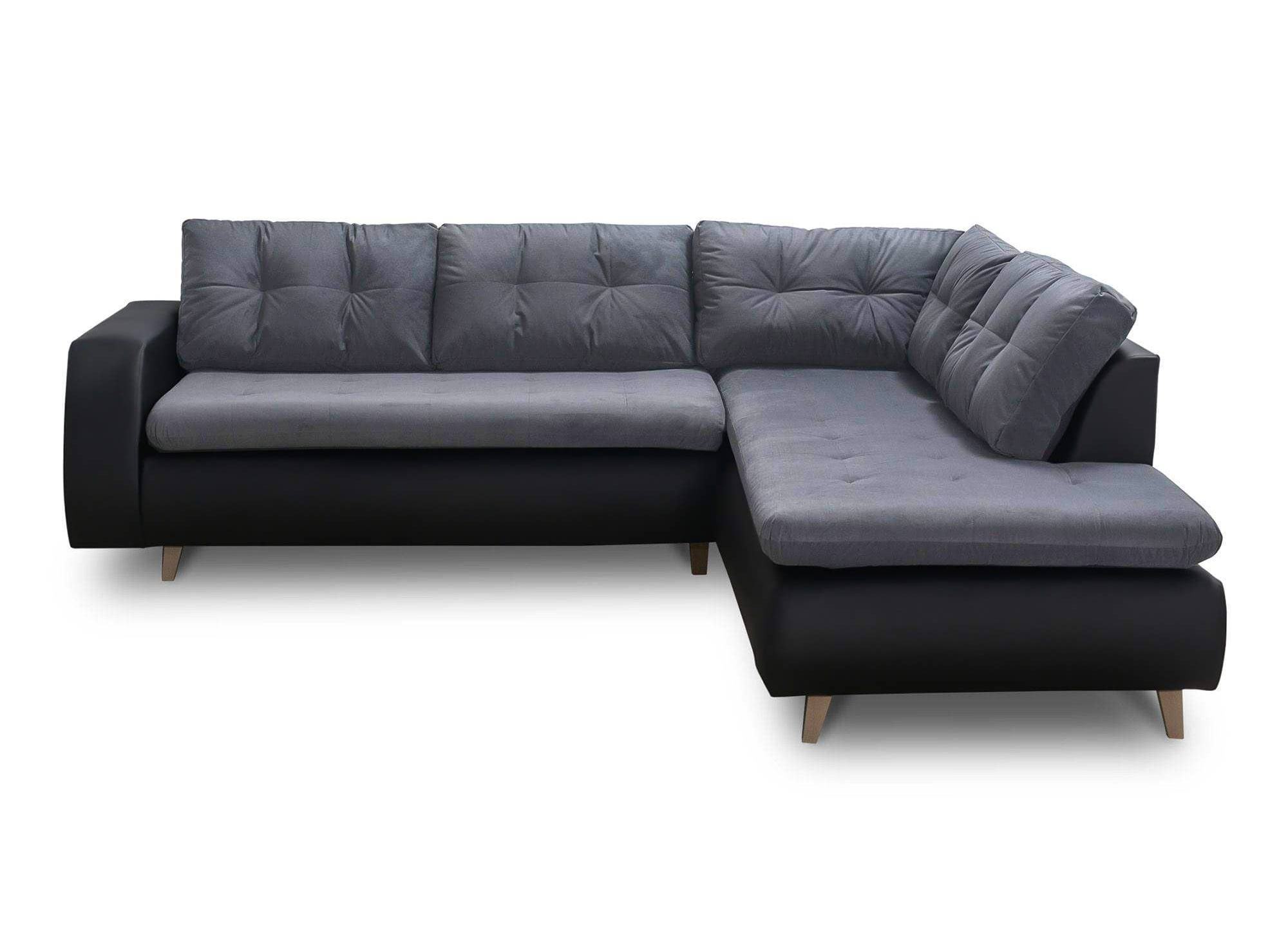 Canapé d’angle design scandinave en tissu anthracite et noir ESTHER - Angle Droit
