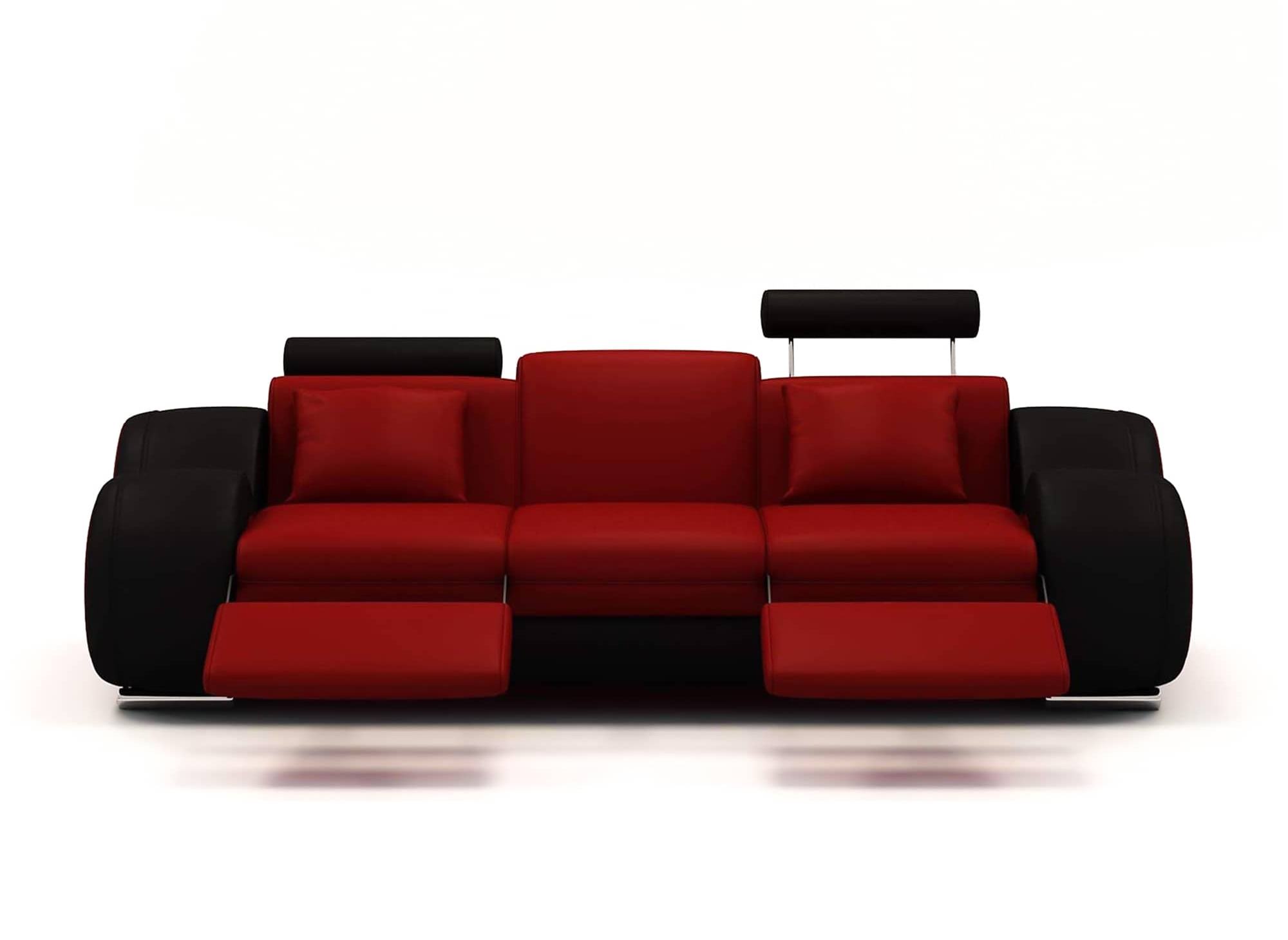 Ensemble canapé relax 3+1+1 places rouge et noir design OSLO