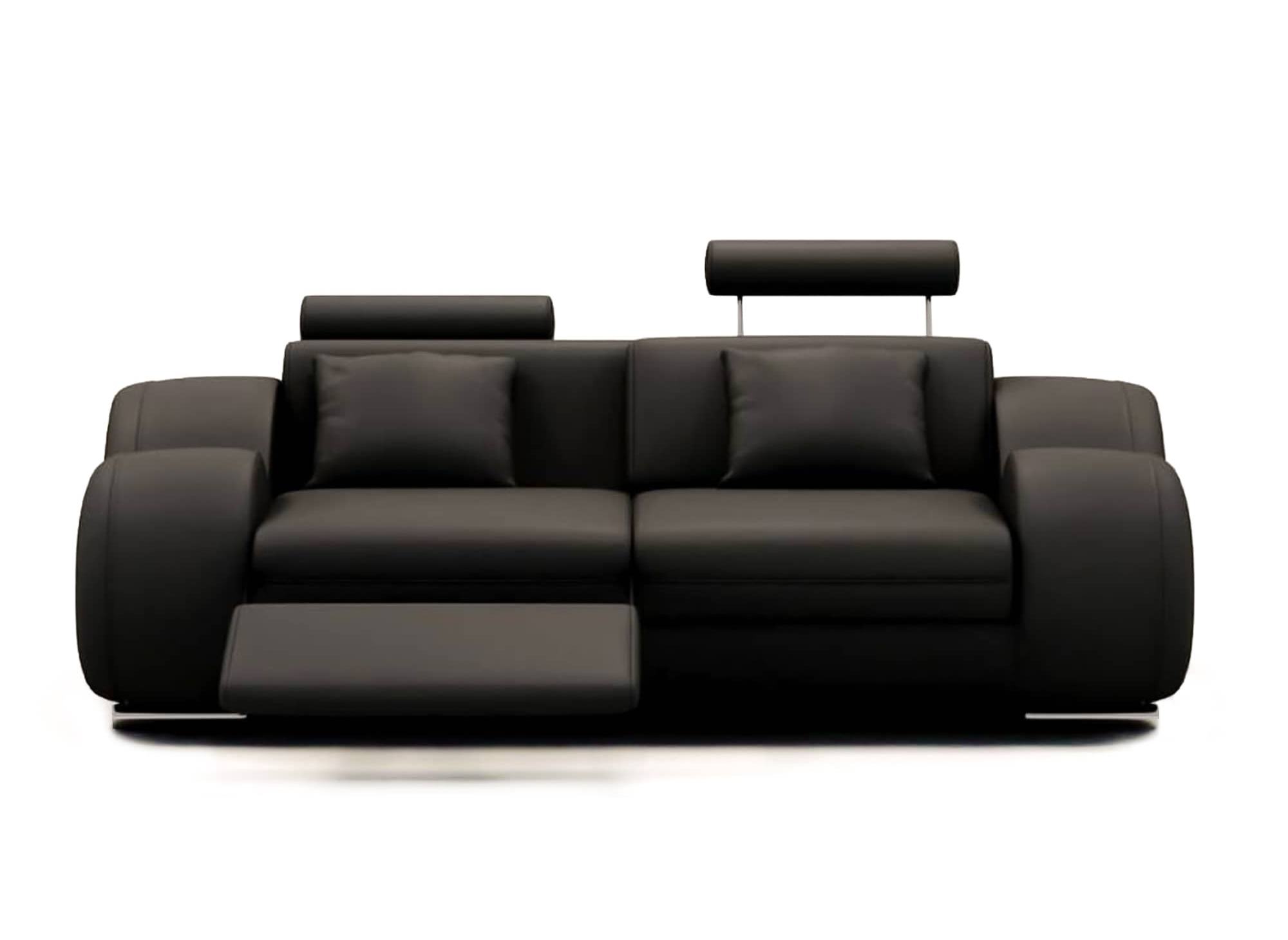 Ensemble cuir relax oslo 3 2 1 places noir - DECOINPARIS