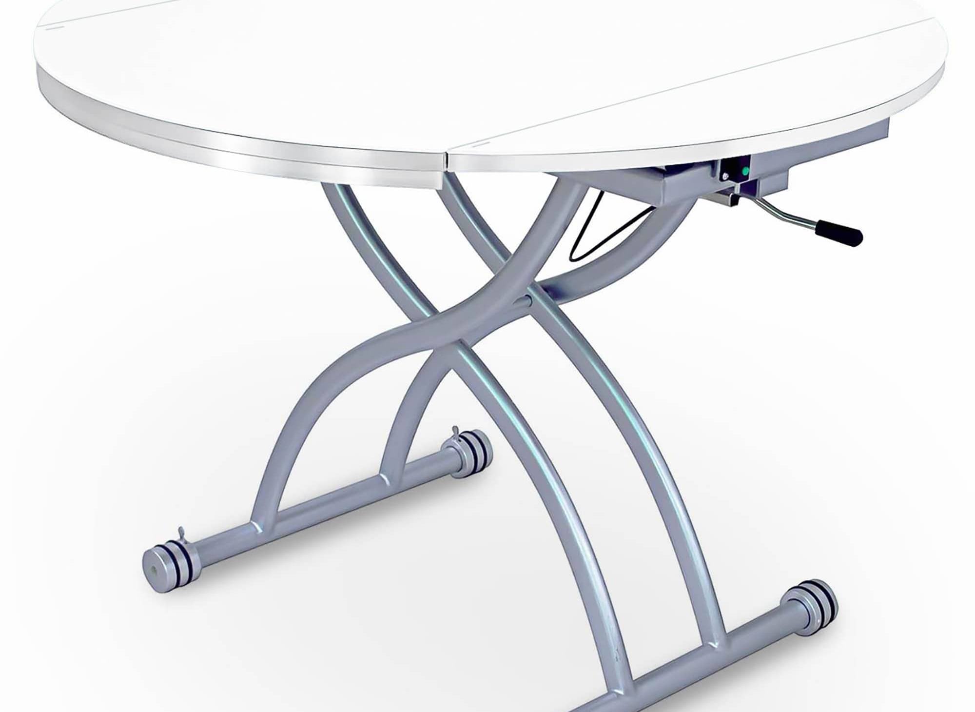 Table basse RONDO relevable extensible blanche Table basse RONDO relevable extensible blanche