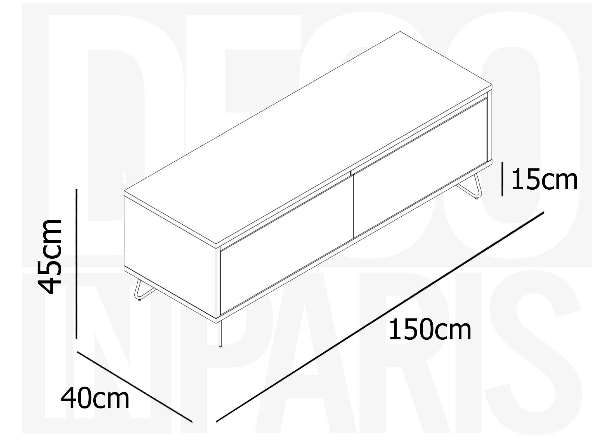 Meuble TV XXL 1 tiroir 1 porte bleu canard DARINA