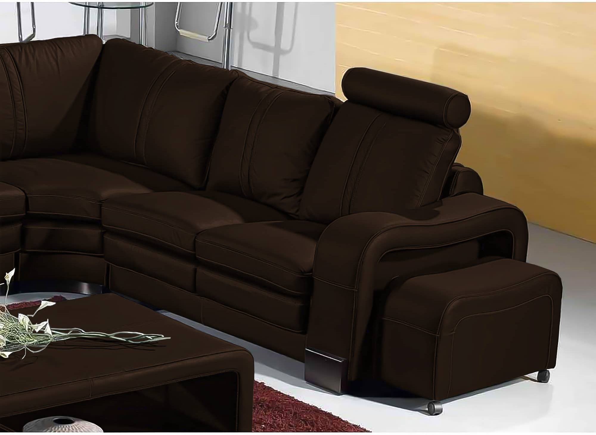 Canapé d'angle réversible en cuir marron avec appuie tête relax HAVANE