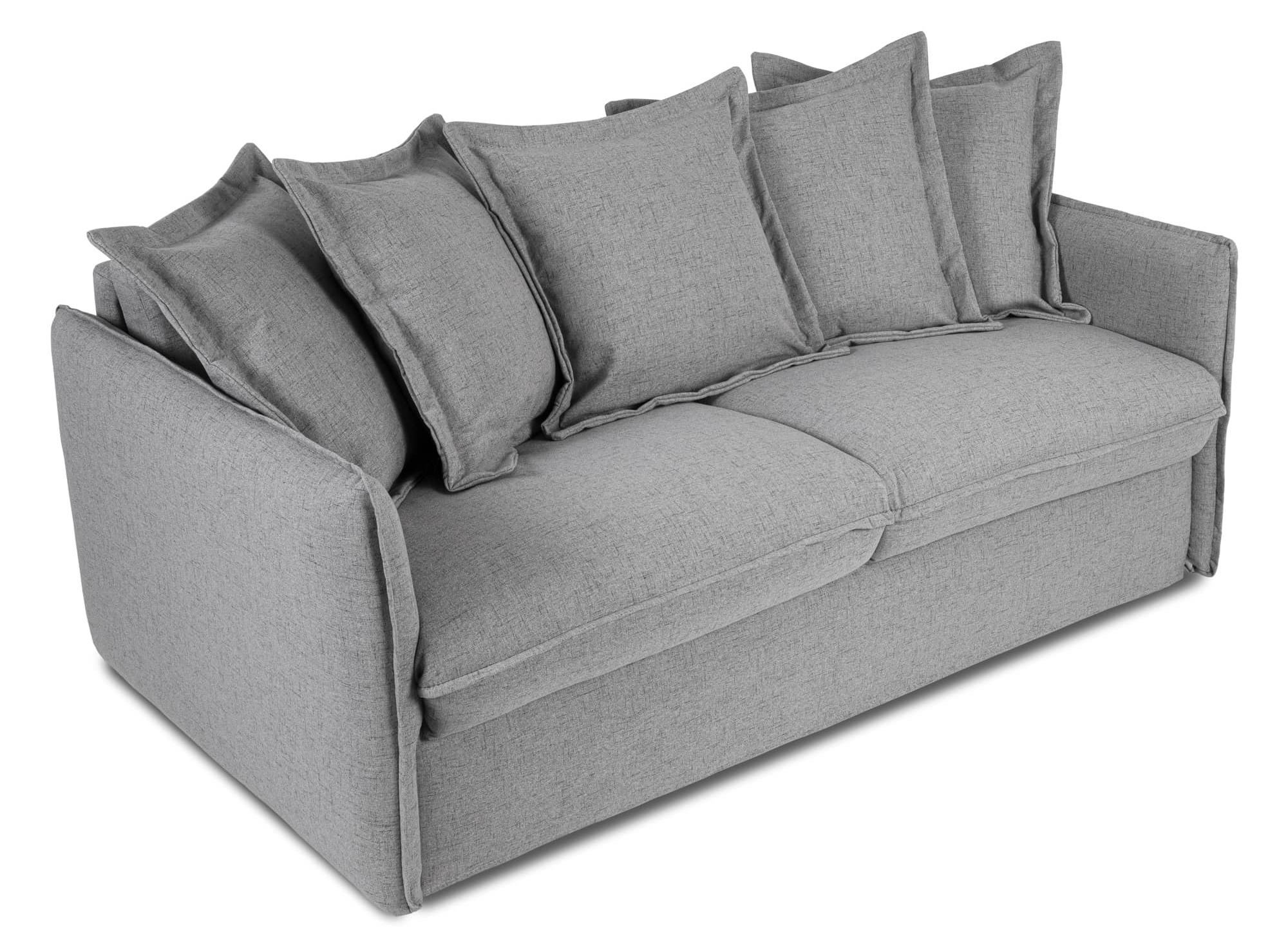 Canape convertible 3 places en tissu gris clair dehoussable tosca