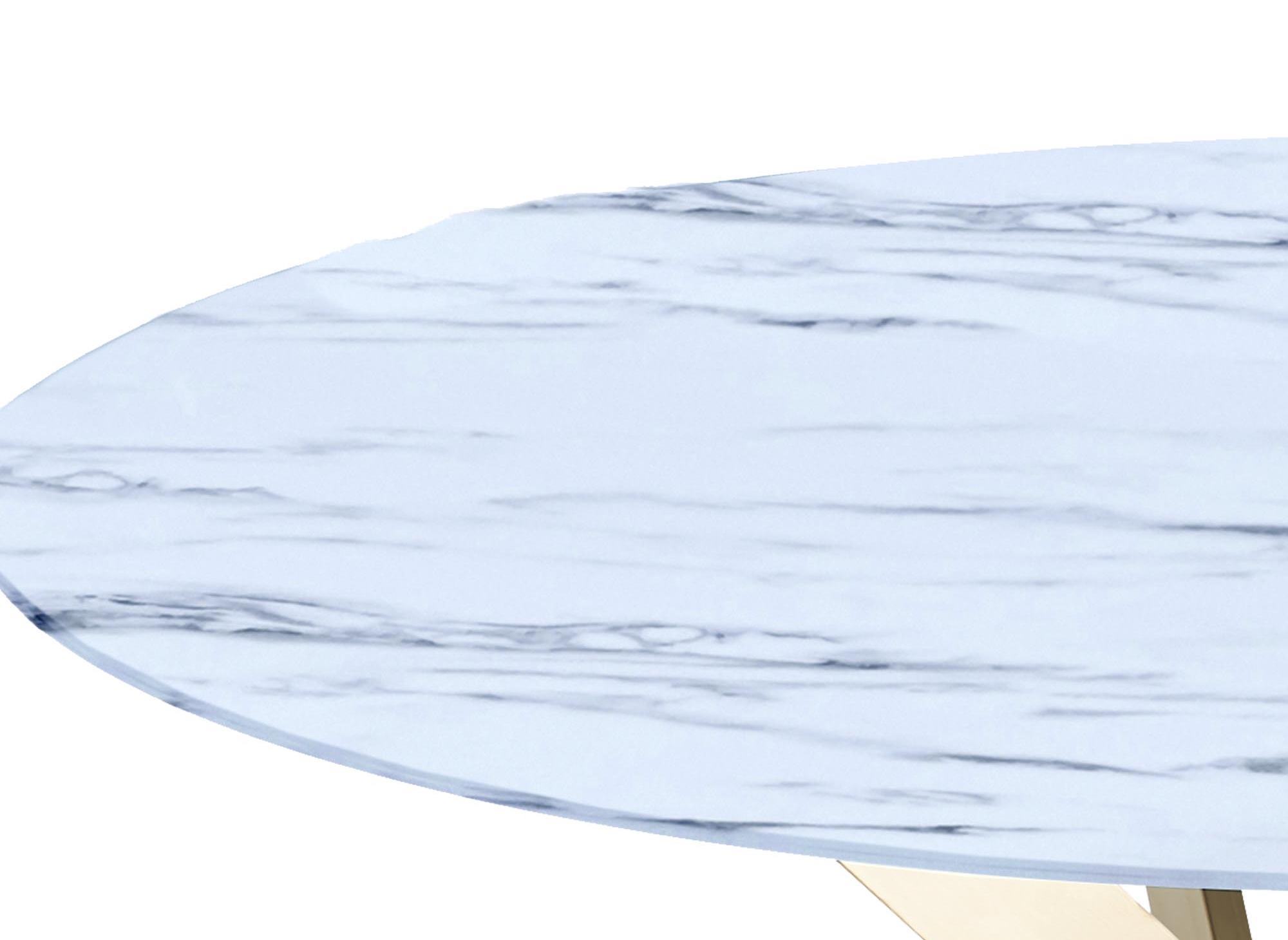 Table à manger ronde design verre marbré et pieds dorés 4 personnes MELISSA