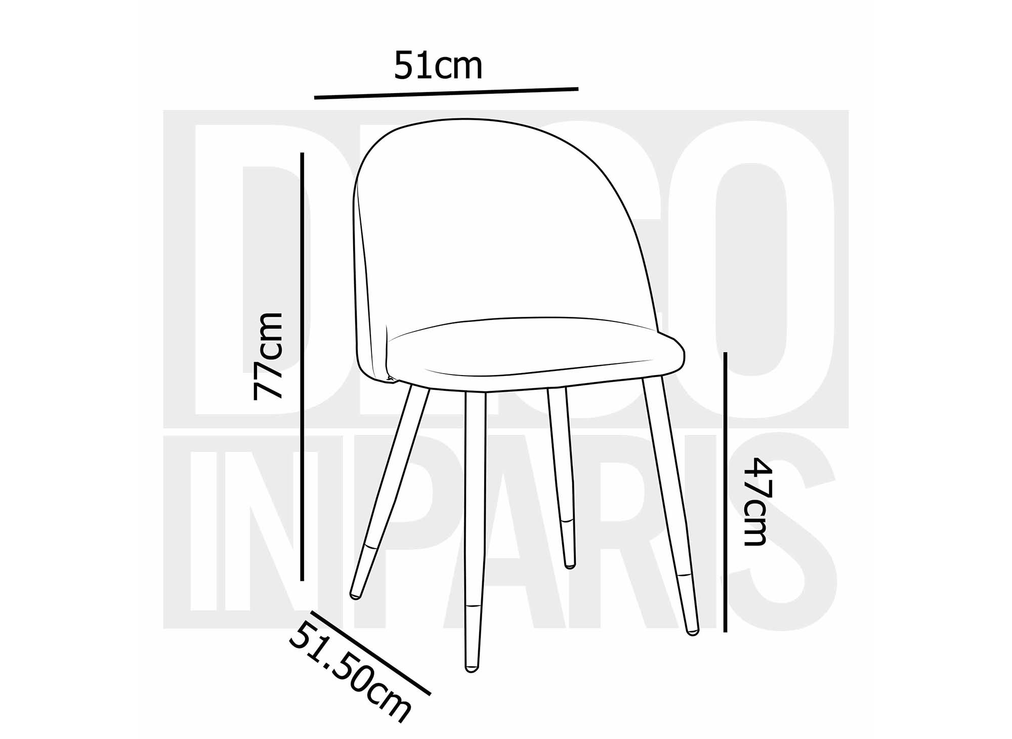 Lot de 4 chaises design en velours gris LYDIA
